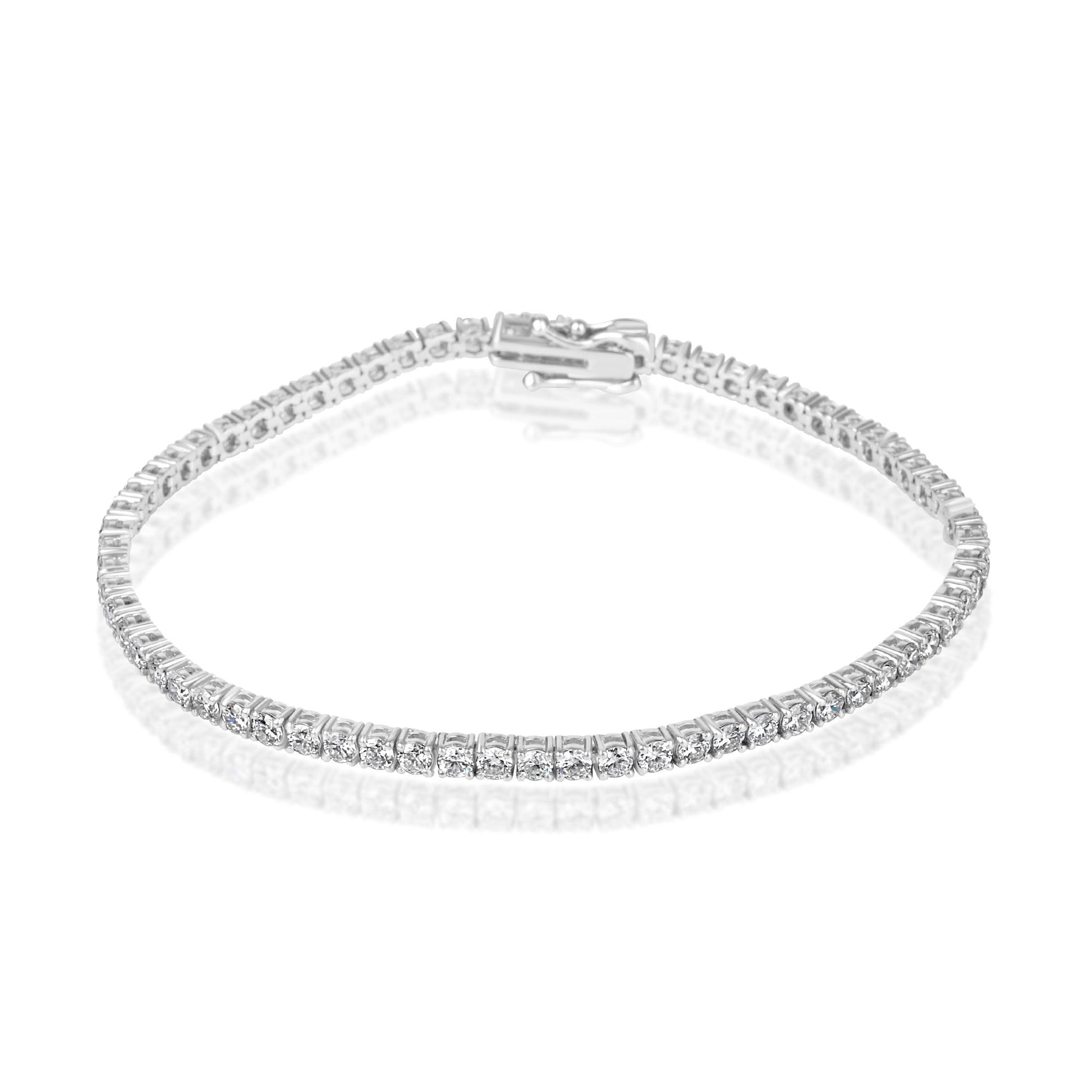 Platinum 4.10ct Round Brilliant Cut Lab Grown Diamond Line Bracelet