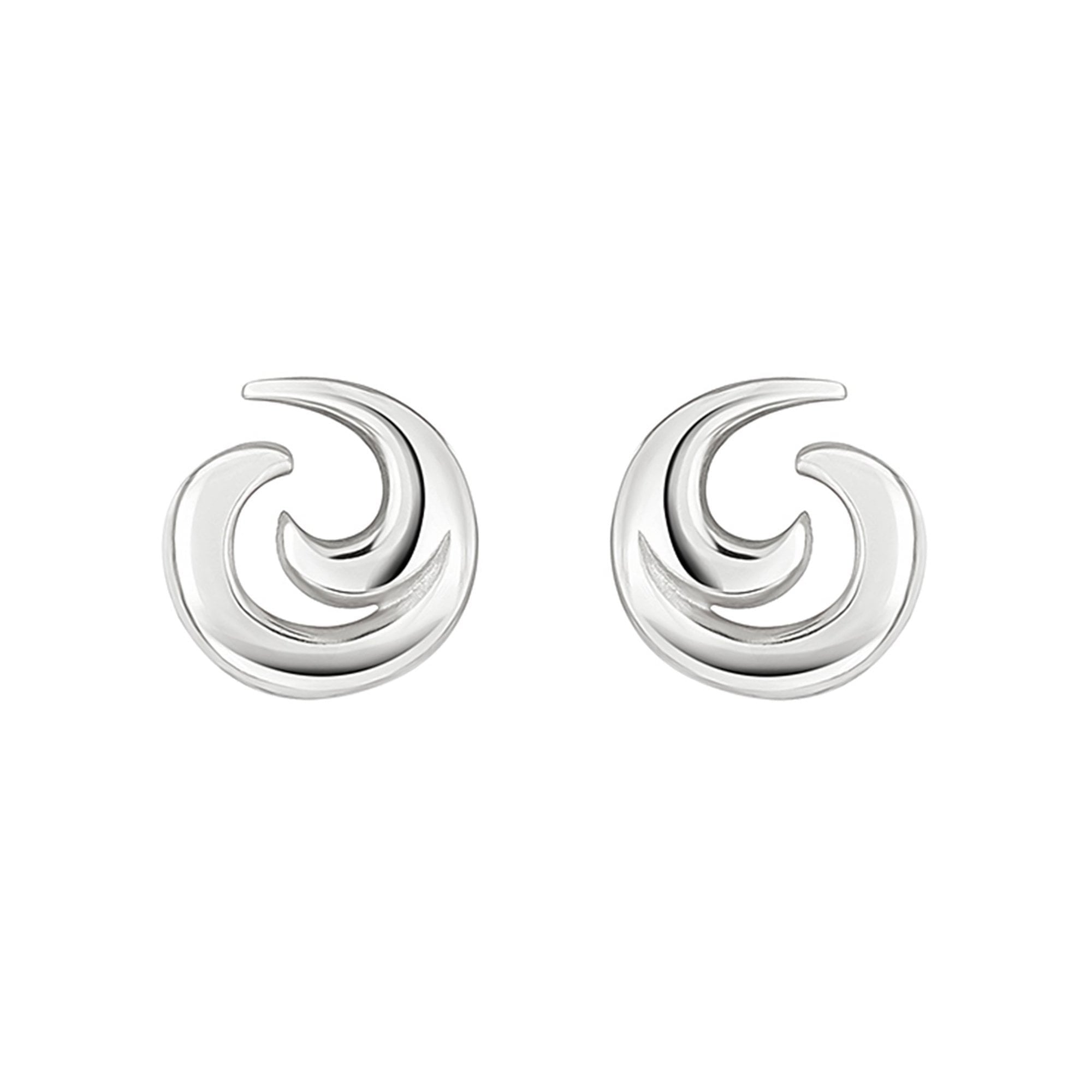 9ct White Gold 'Wave' Stud Earrings