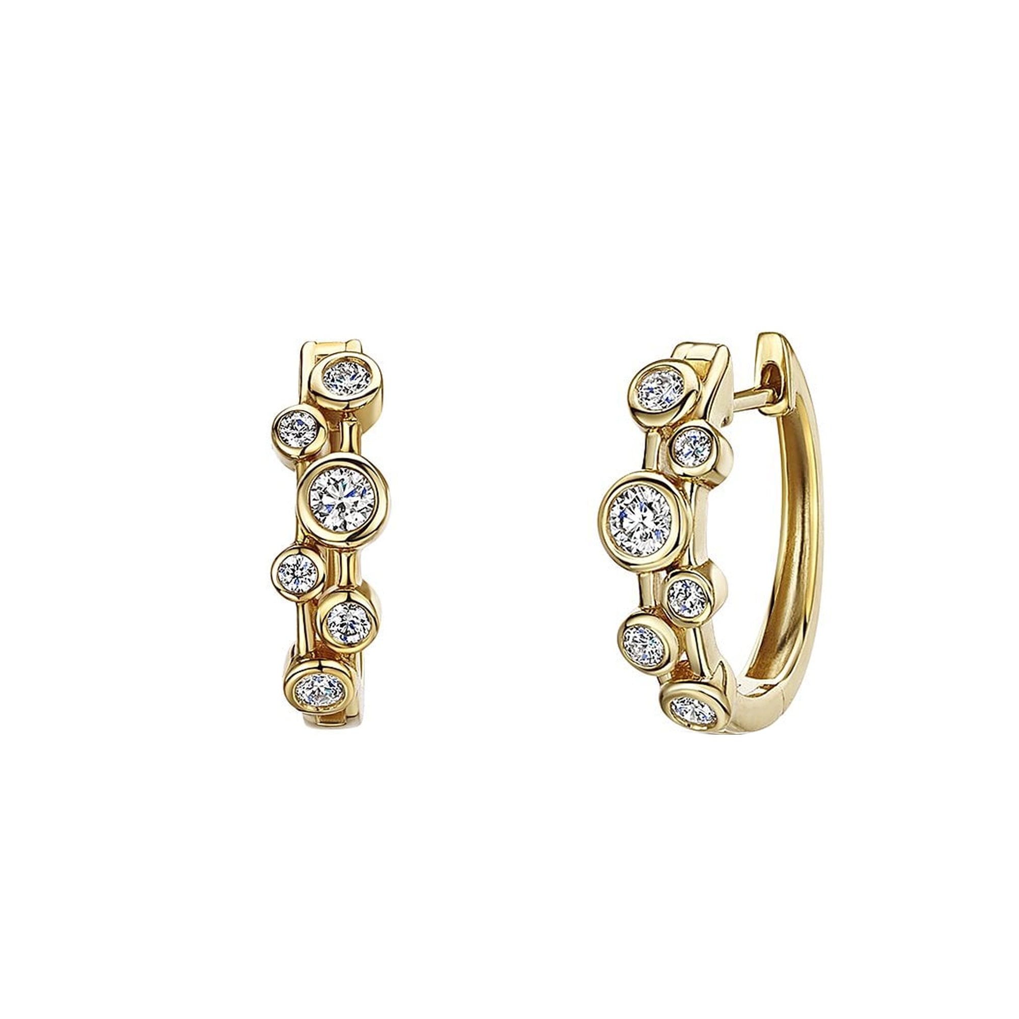 18ct Gold Scattered Cascata Diamond Hoop Earrings
