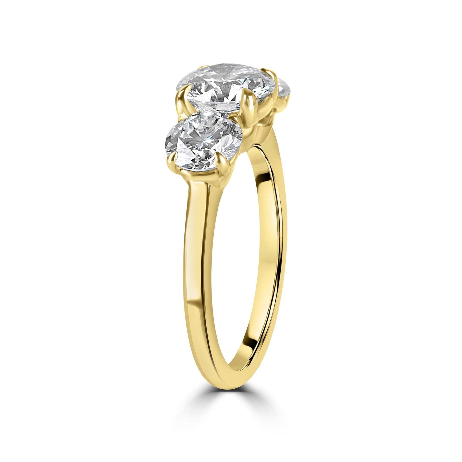 18ct Yellow Gold 3.00ct Total Three Stone Round Lab Diamond Ring