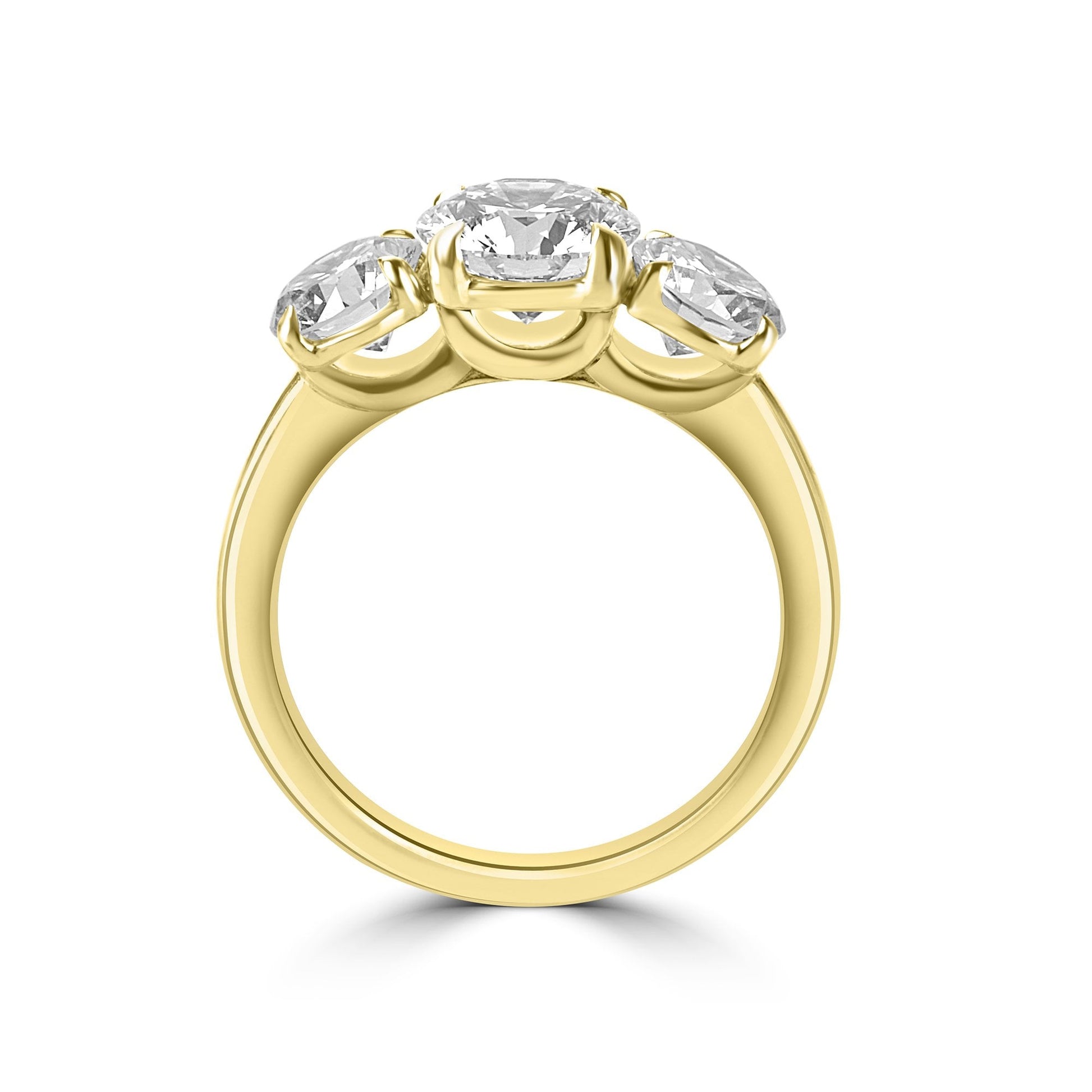 18ct Yellow Gold 3.00ct Total Three Stone Round Lab Diamond Ring