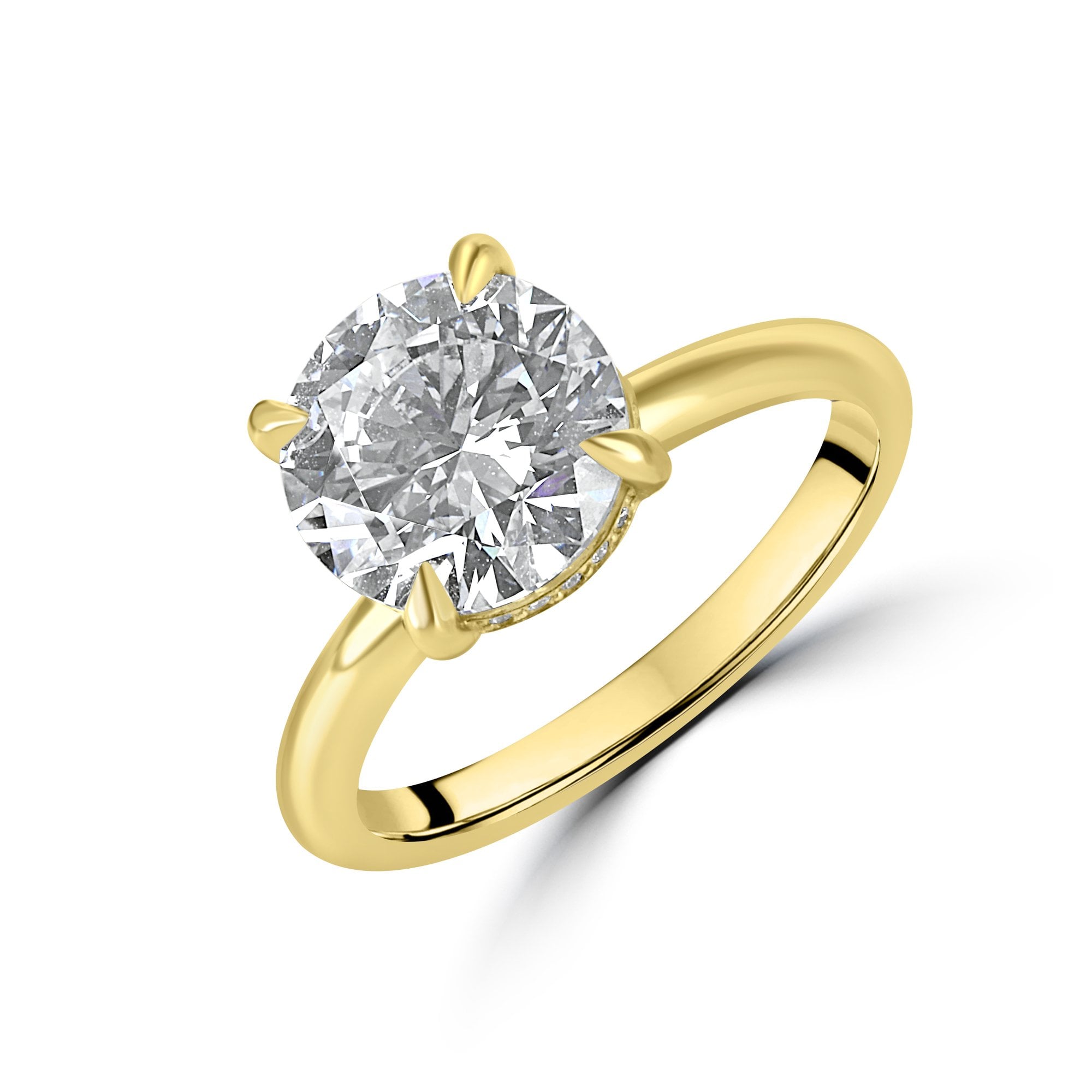 18ct Yellow Gold 3.04ct Round Lab Grown Diamond Hidden Halo 'Isabella' Ring