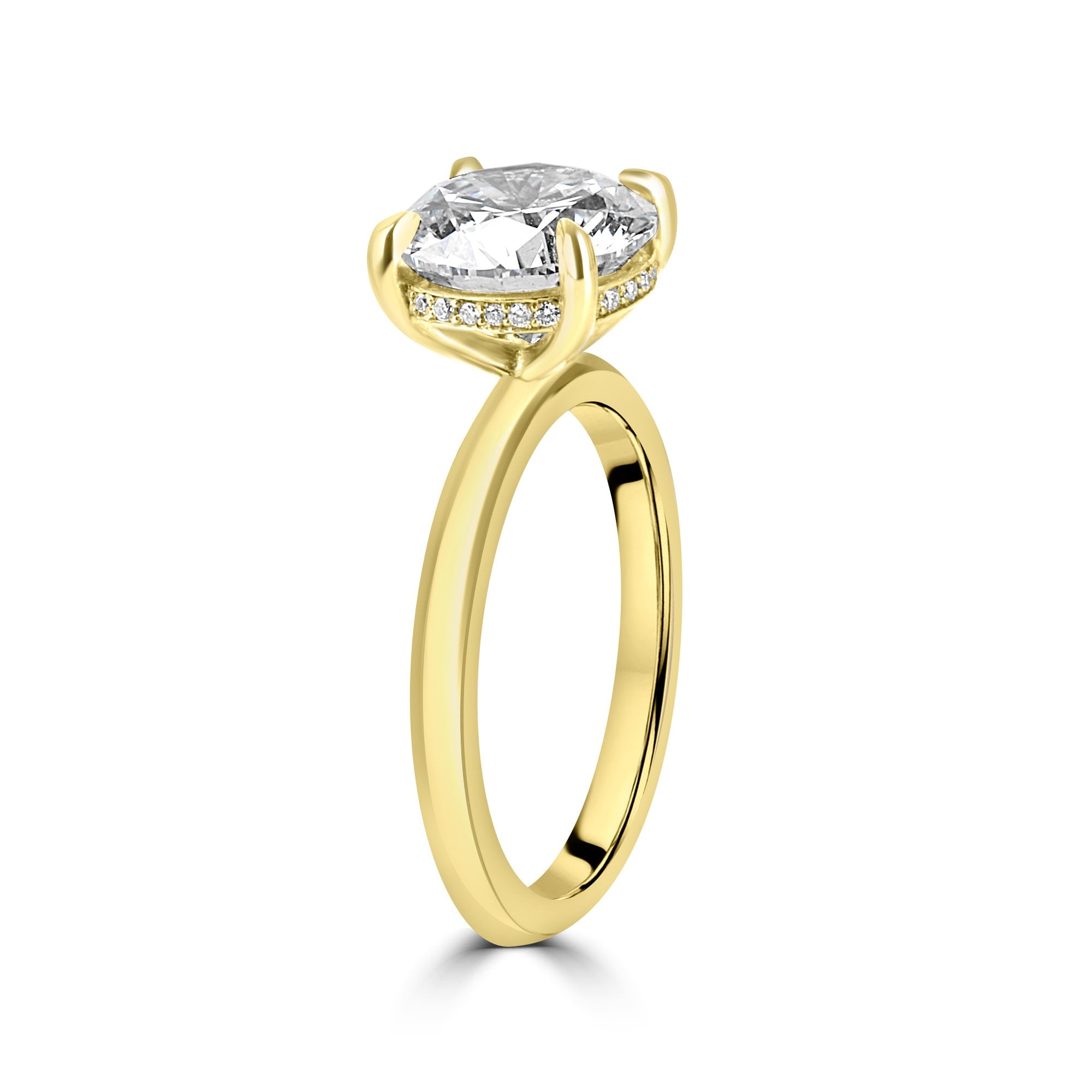 18ct Yellow Gold 3.04ct Round Lab Grown Diamond Hidden Halo 'Isabella' Ring