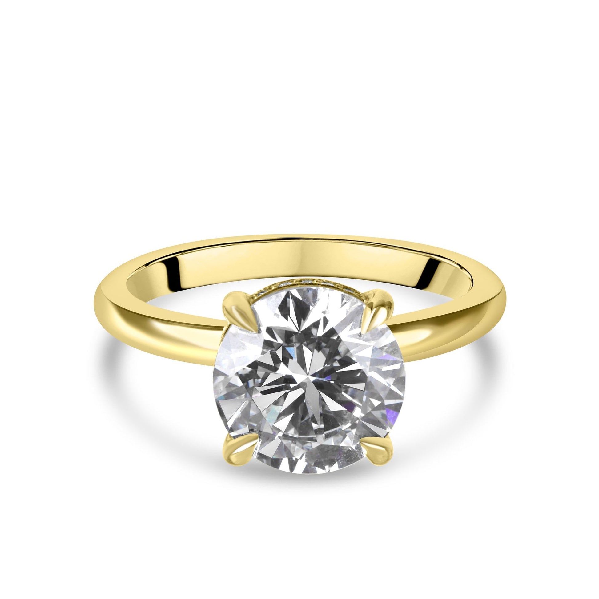 18ct Yellow Gold 3.04ct Round Lab Grown Diamond Hidden Halo 'Isabella' Ring