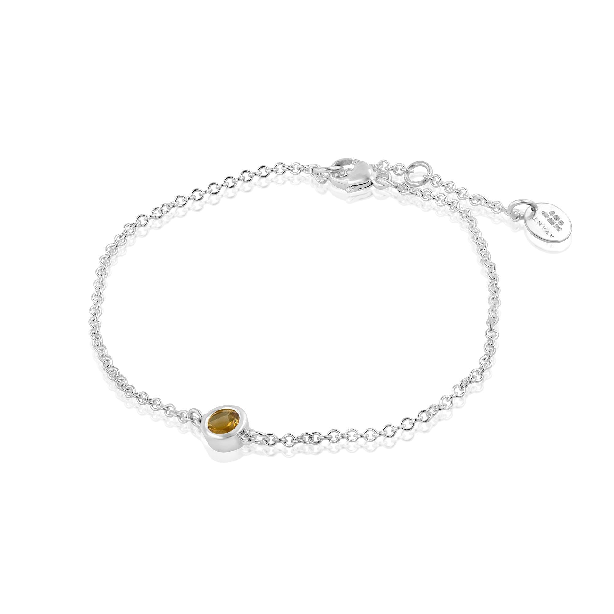 Sterling Silver Pink Tourmaline Charm Bracelet (October Birthstone)