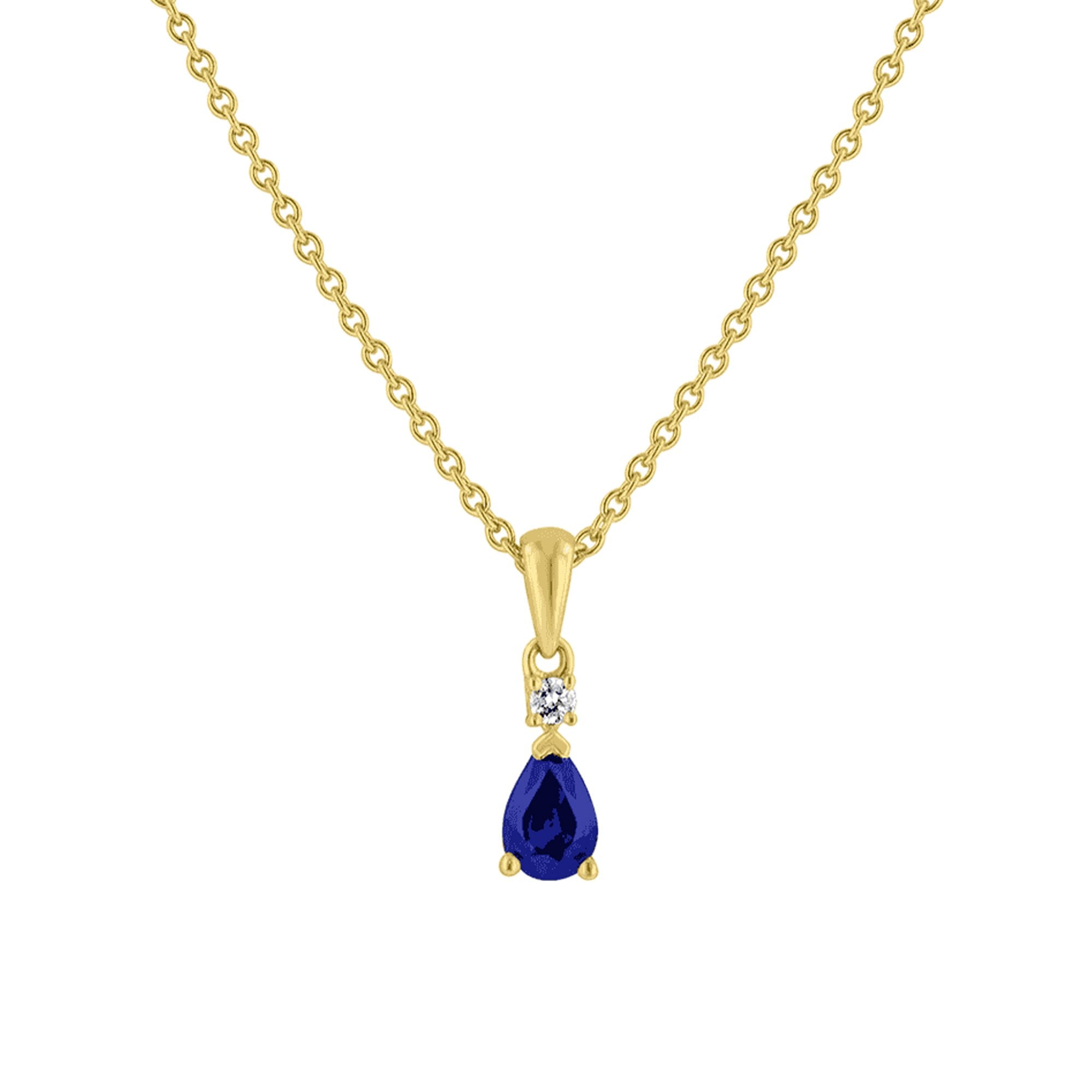 18ct Yellow Gold Diamond and Pear Shaped Sapphire Necklace