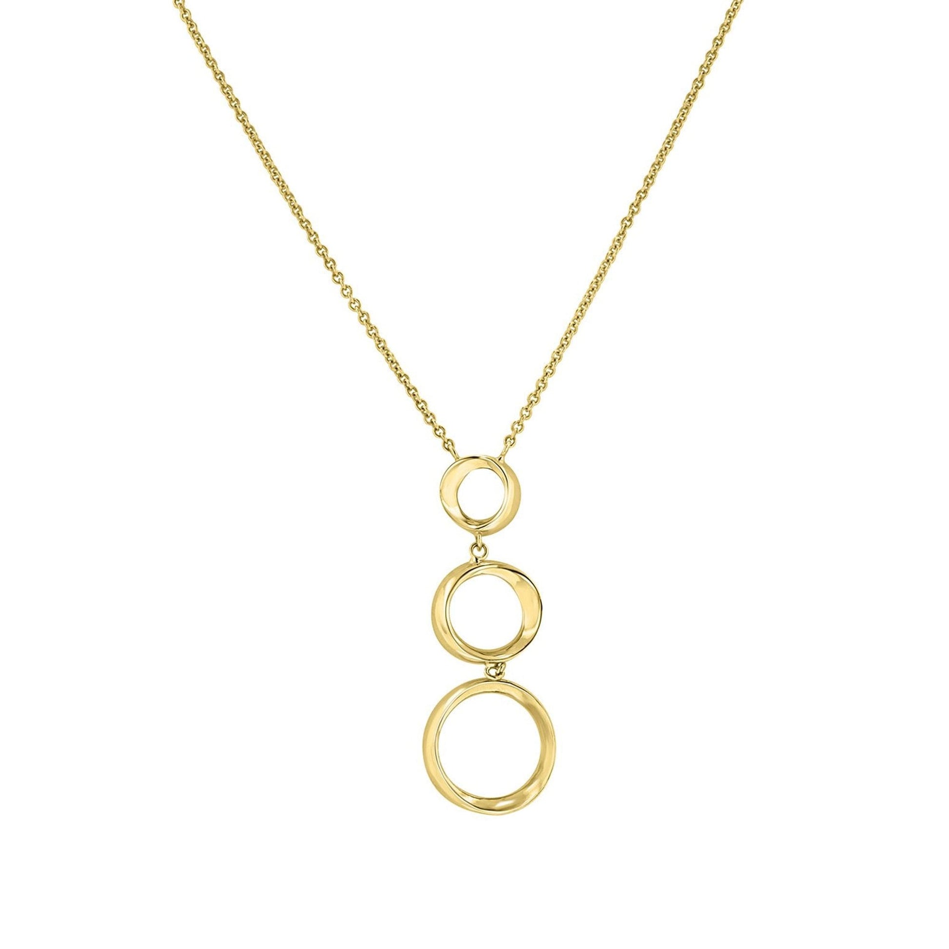 A 9ct yellow gold Graduated Three Ring Necklace