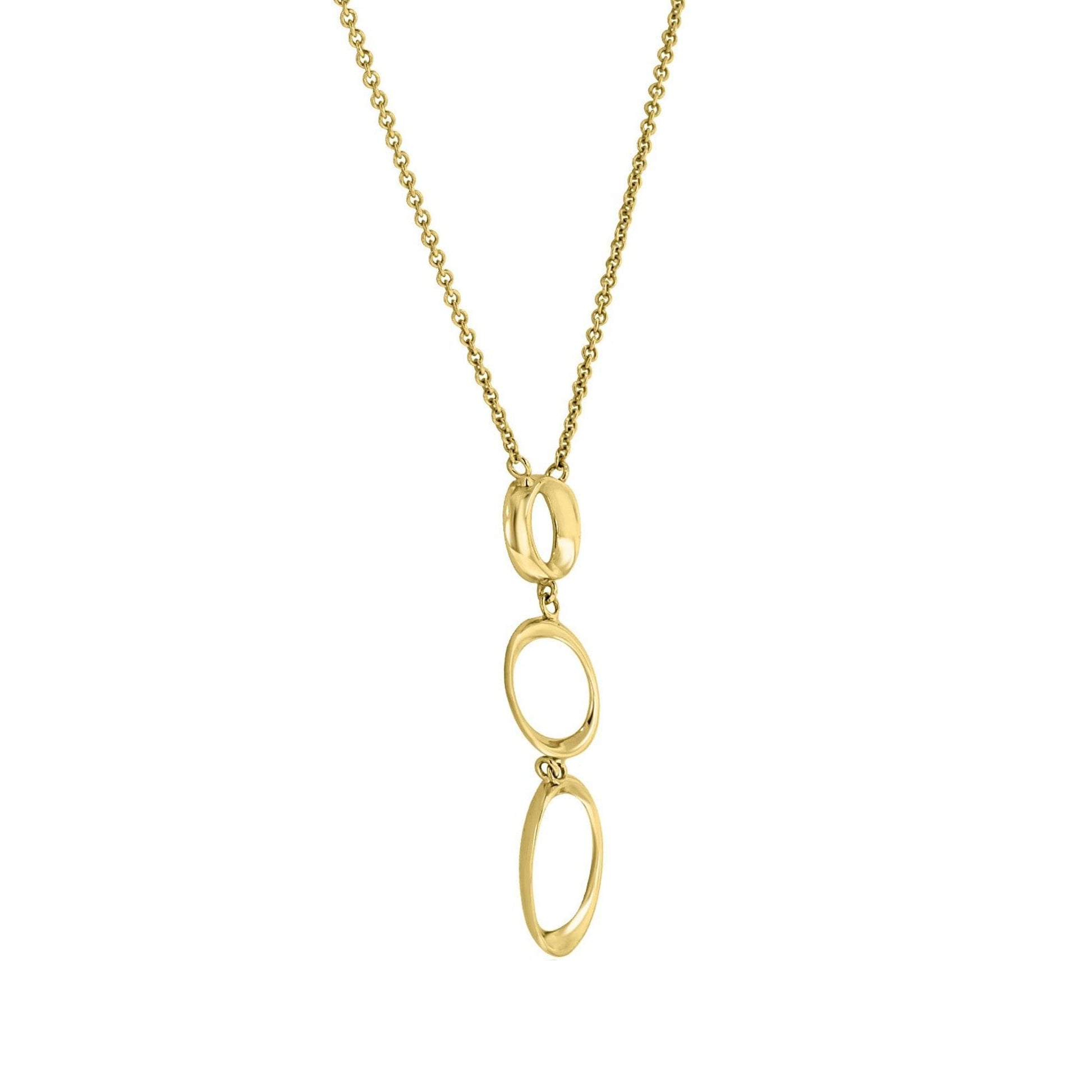 A 9ct yellow gold Graduated Three Ring Necklace