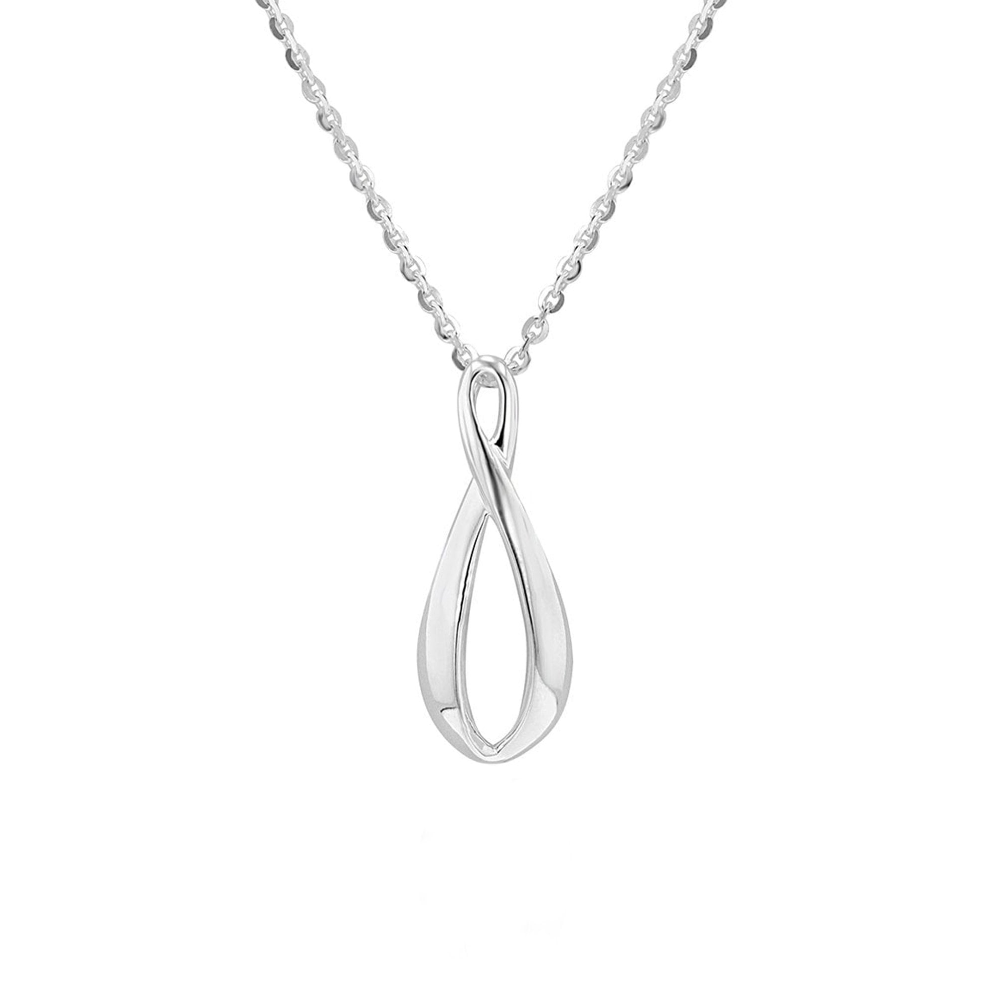Silver Elongated Figure of Eight Pendant with 18" Chain