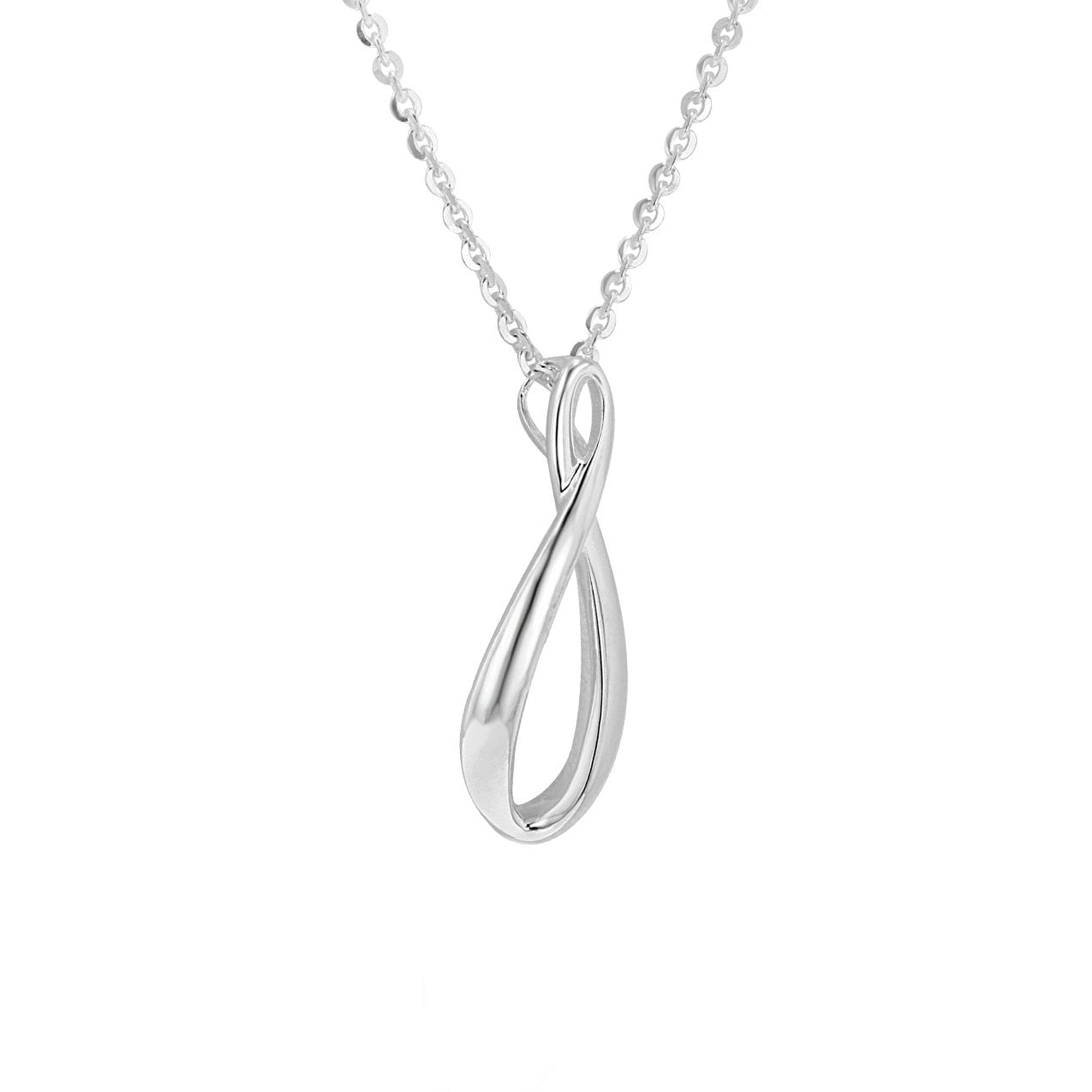 Silver Elongated Figure of Eight Pendant with 18" Chain