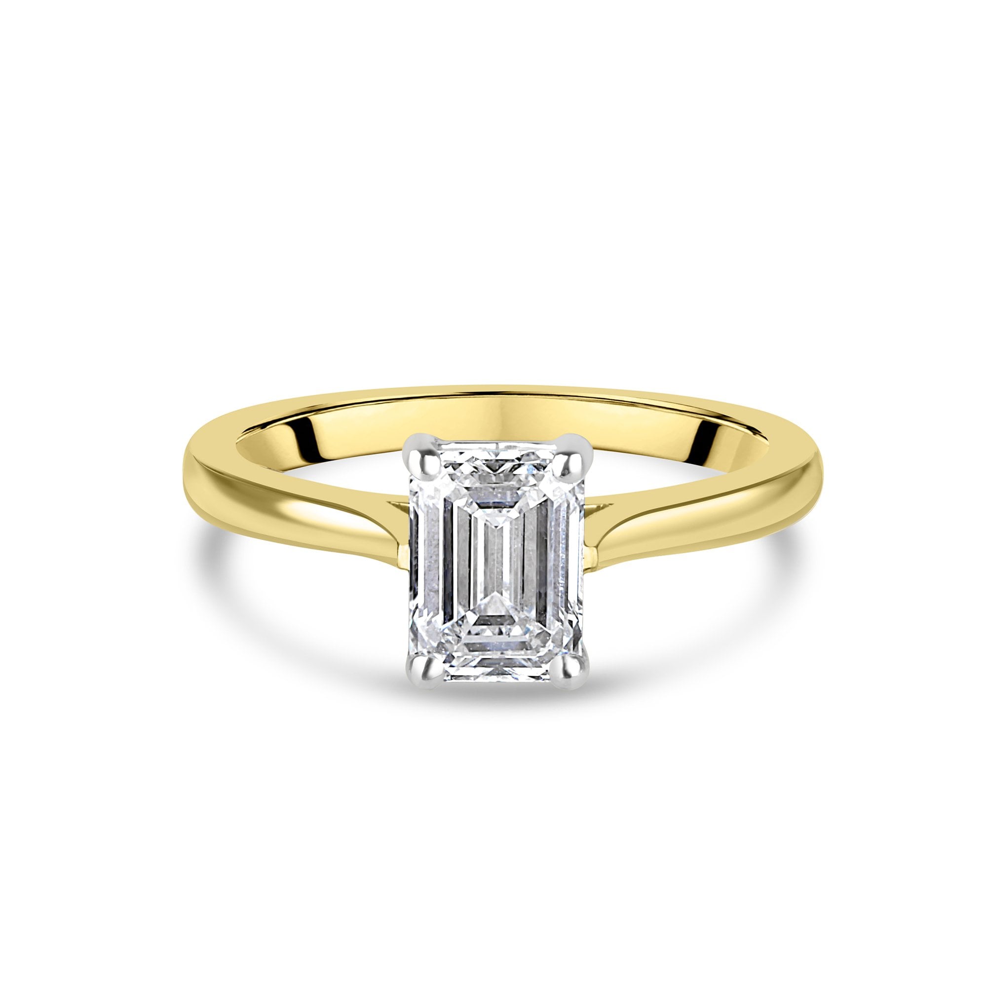 18ct Yellow Gold 1.37ct  Emerald Cut Lab Grown Diamond 'Elizabeth' Solitaire Ring