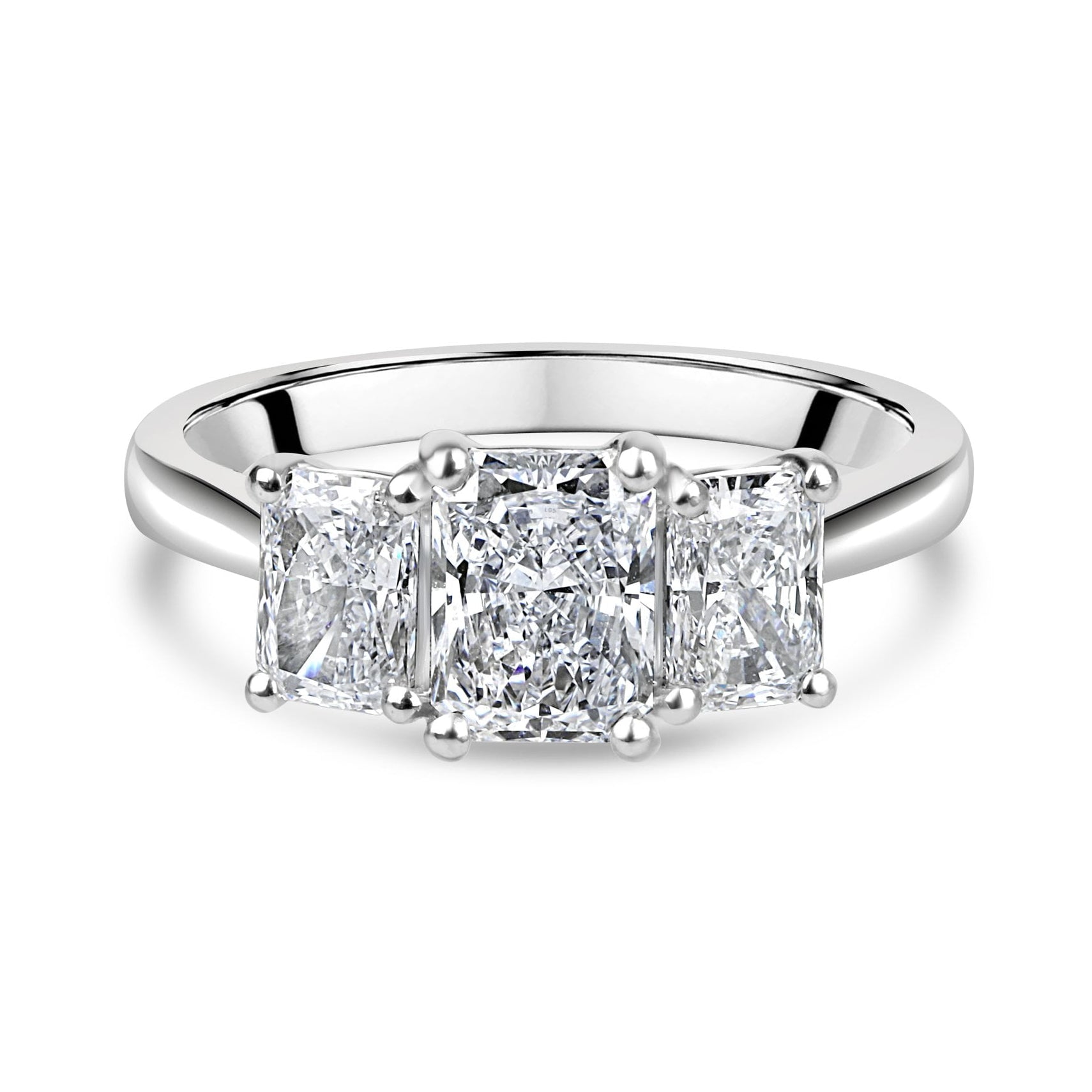 2.00ct Radiant Cut Lab Grown Diamond Three Stone Ring