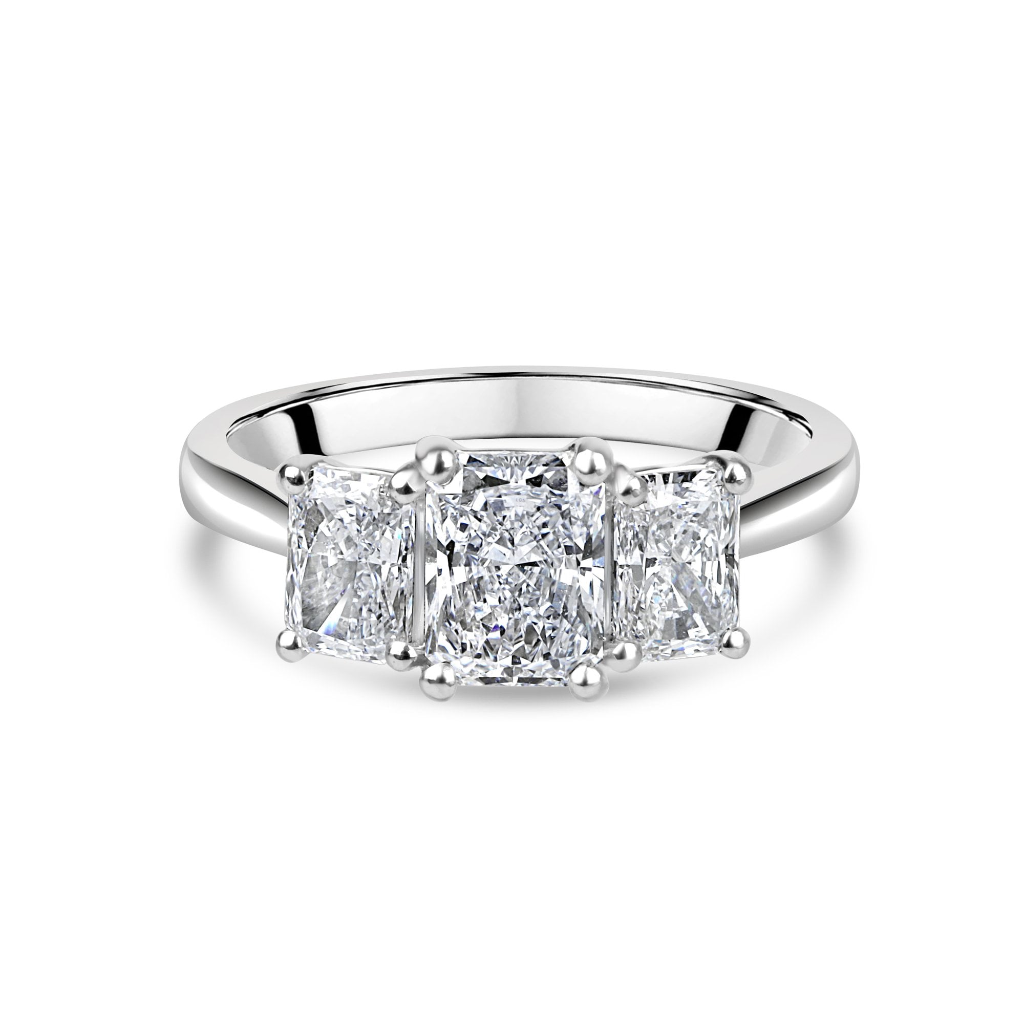 2.00ct Radiant Cut Lab Grown Diamond Three Stone Ring
