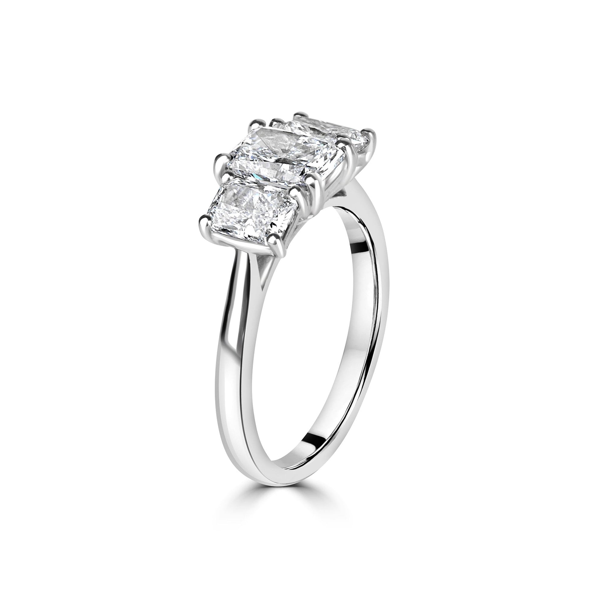 2.00ct Radiant Cut Lab Grown Diamond Three Stone Ring