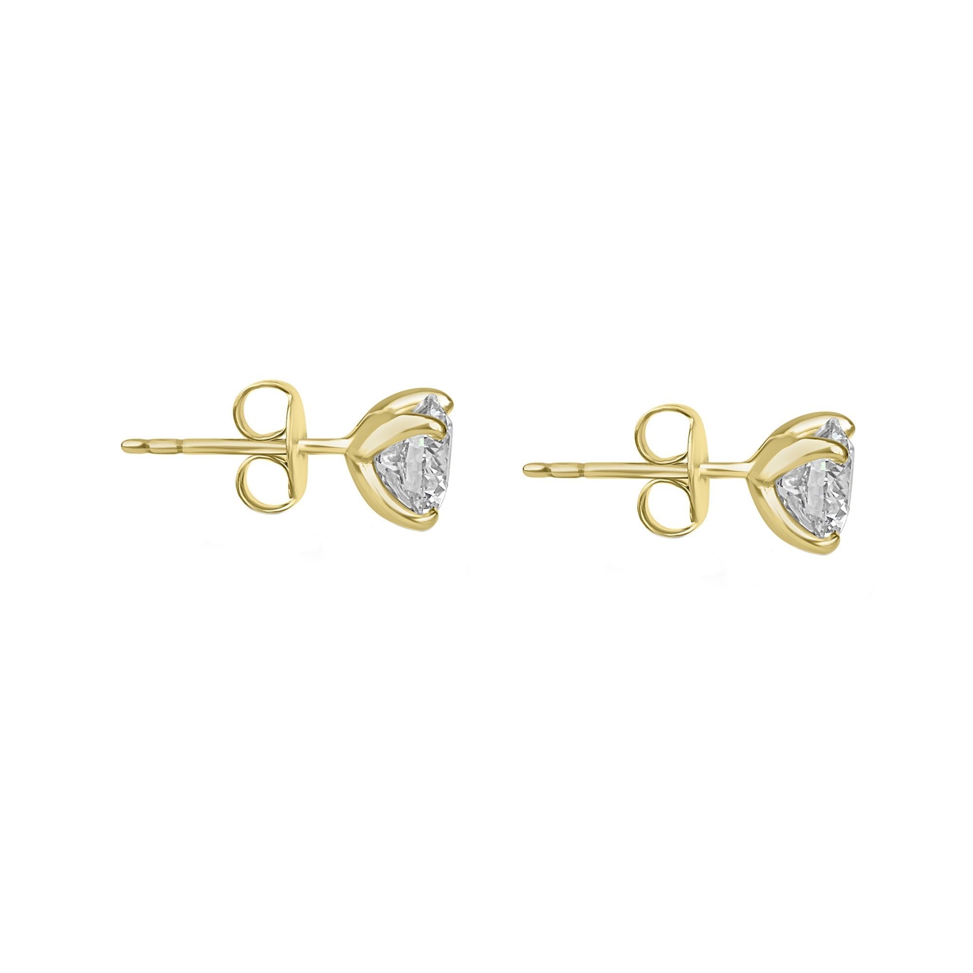 18ct Yellow Gold Round Natural Diamond Claw Set Stud Earrings
