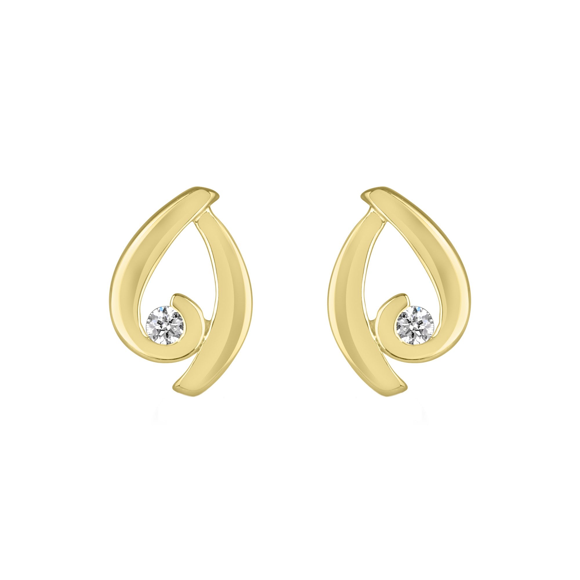 9ct Yellow Gold Teardrop Diamond Earrings