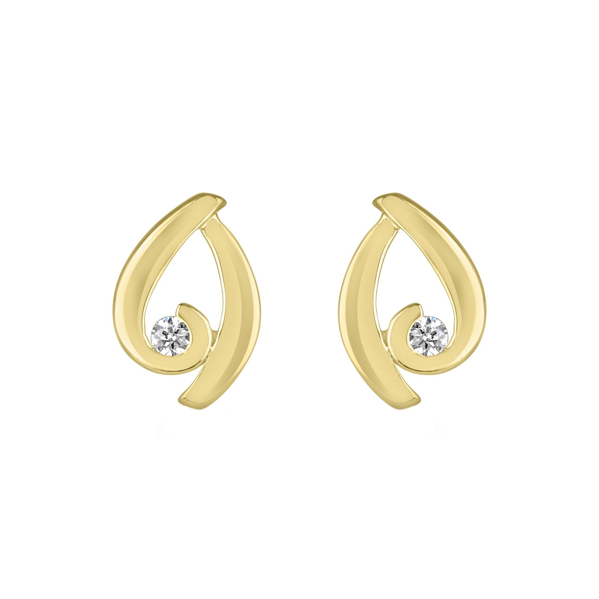 9ct Yellow Gold Teardrop Diamond Earrings