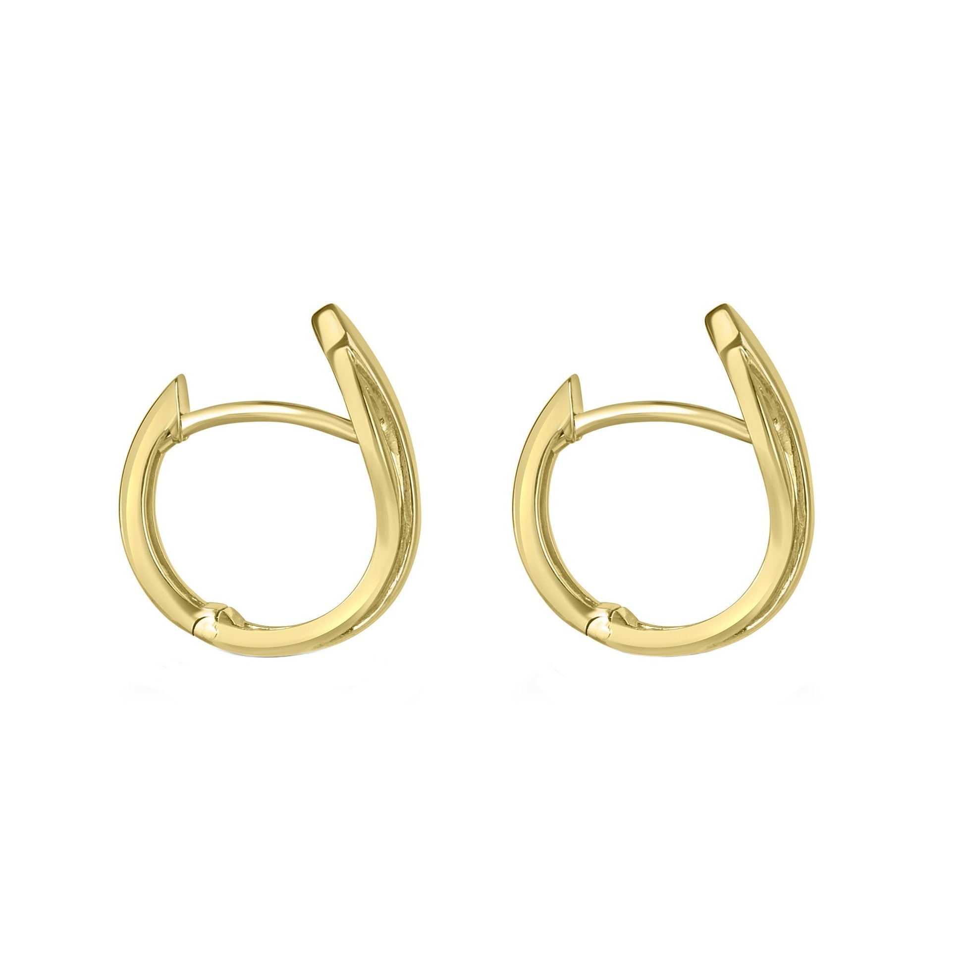 9ct Yellow Gold Satin And Polished Diamond Hoop Leaf Earrings