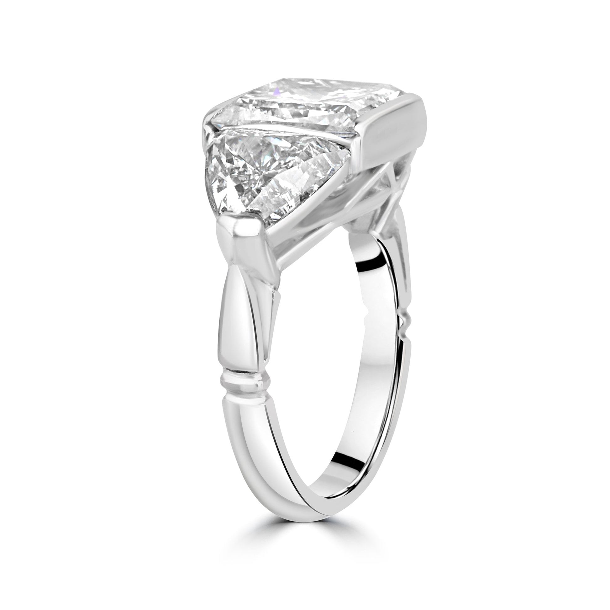 Platinum 4.00ct Princess Cut and Trilliant Cut Diamond Pre-Owned Ring