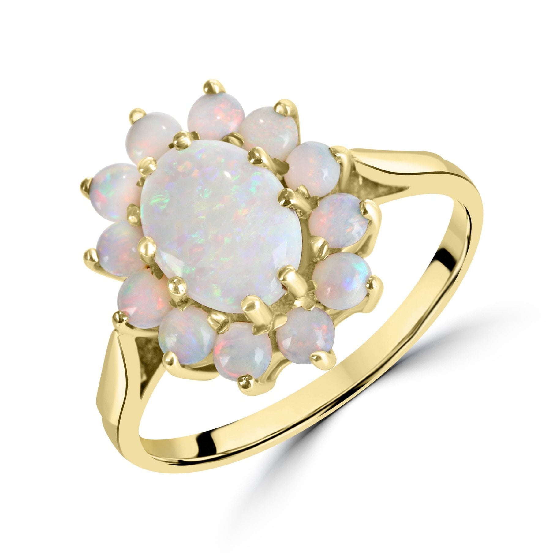 9ct Yellow Gold Opal Cluster Ring