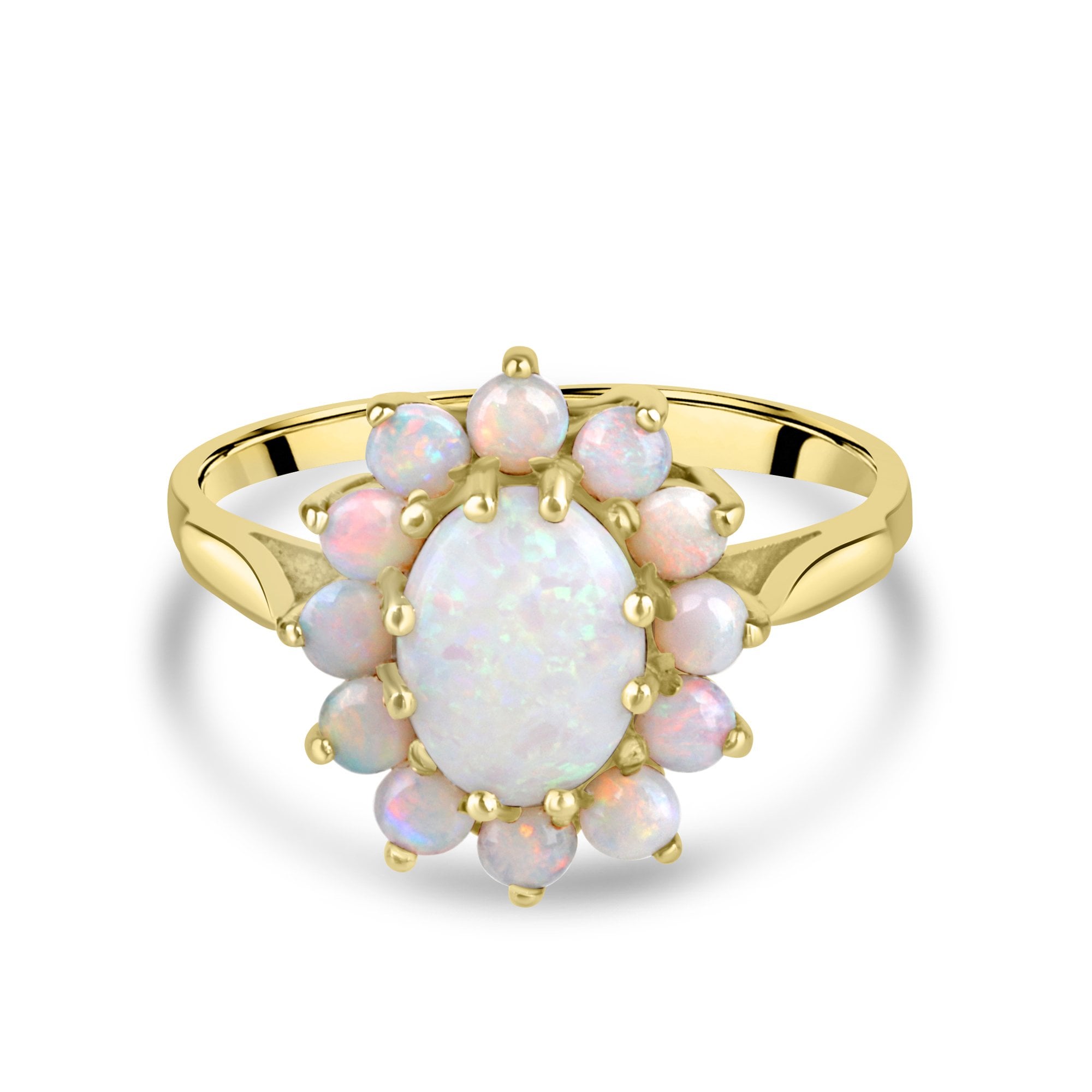 9ct Yellow Gold Opal Cluster Ring