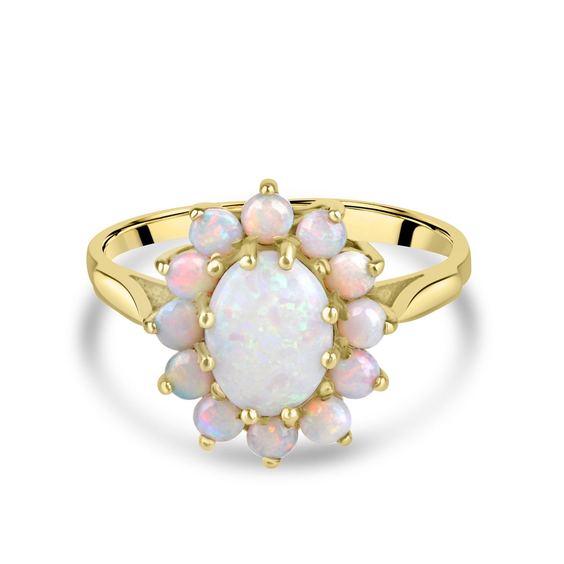 9ct Yellow Gold Opal Cluster Ring