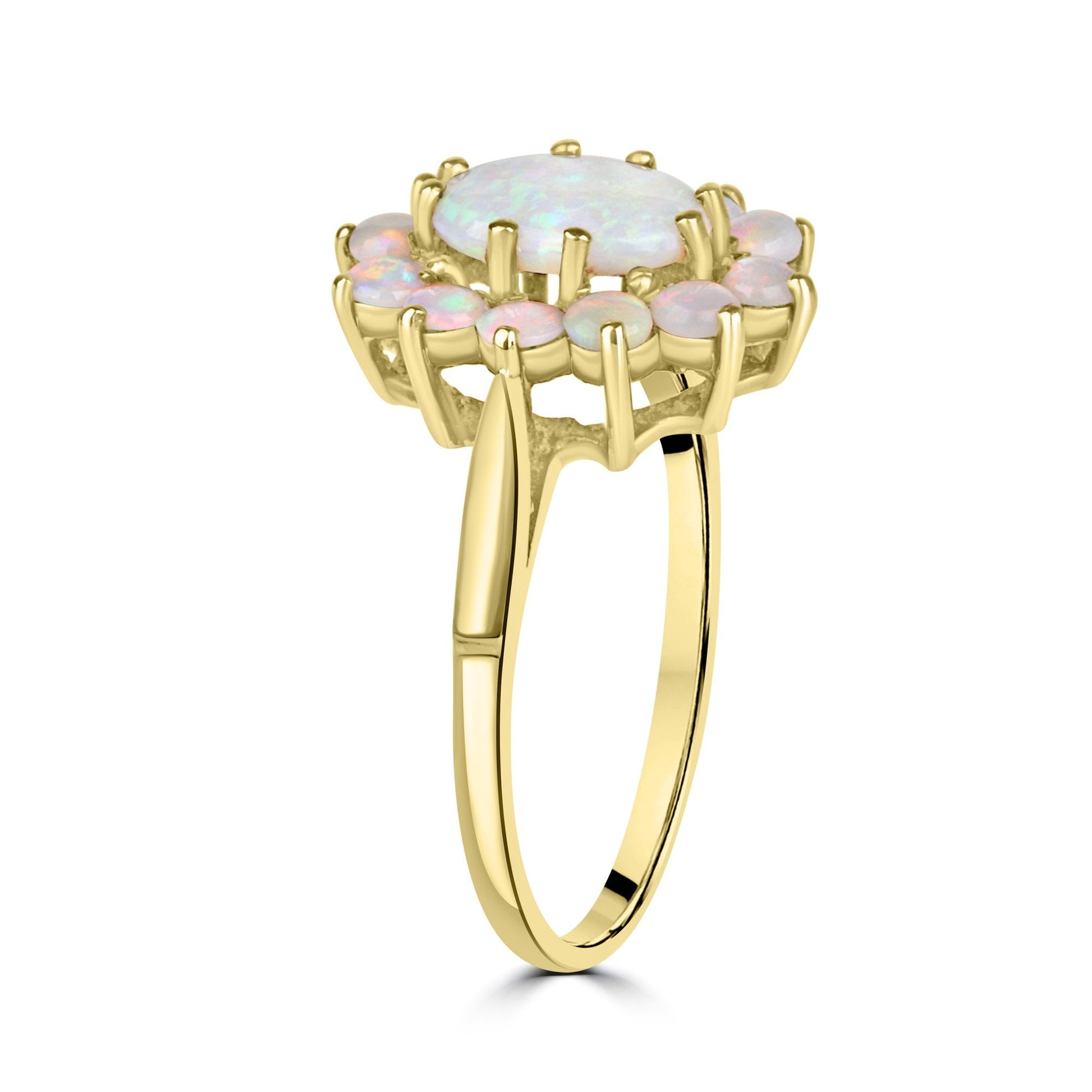 9ct Yellow Gold Opal Cluster Ring