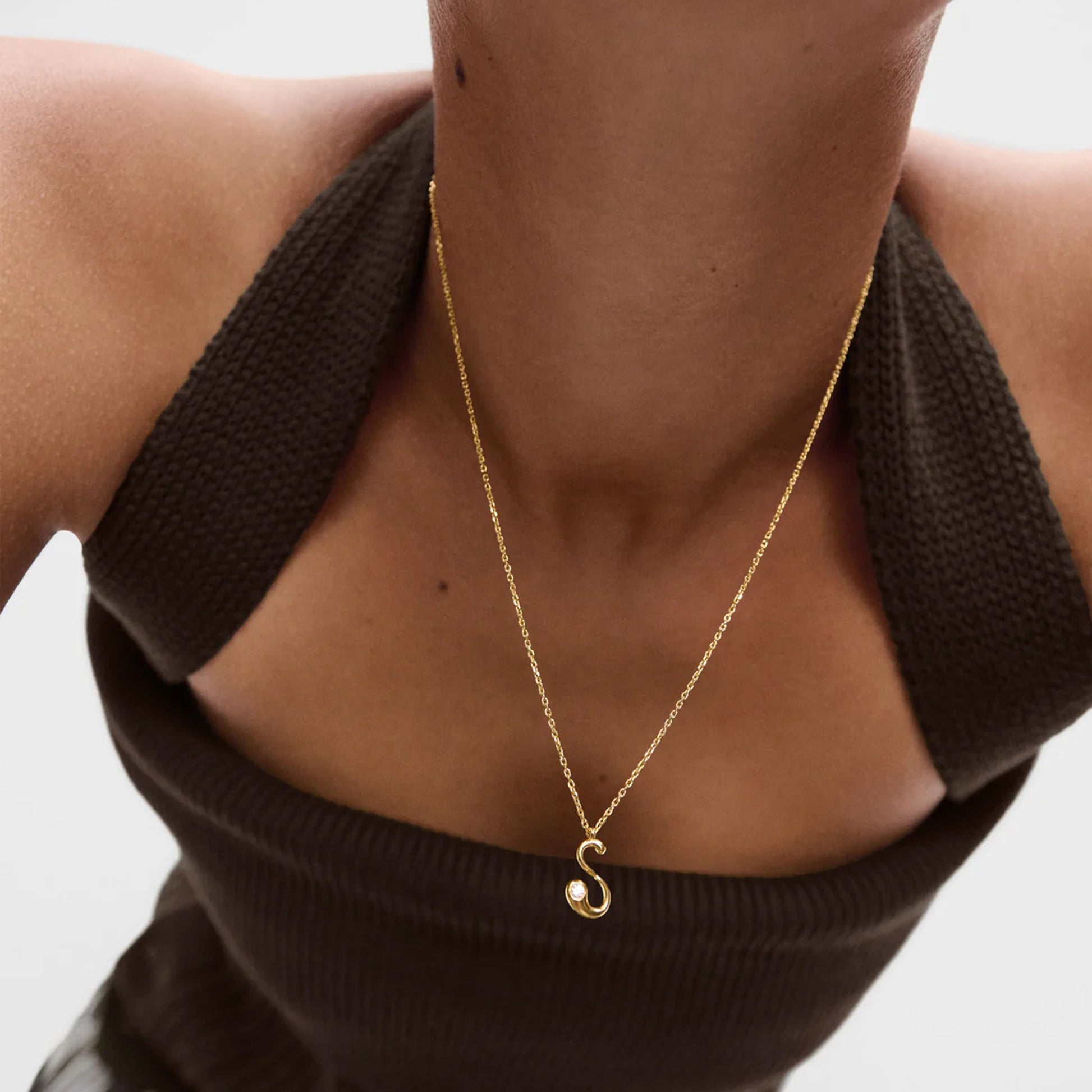 PDPAOLA 18ct Gold Plated Sterling Silver Initial S Necklace