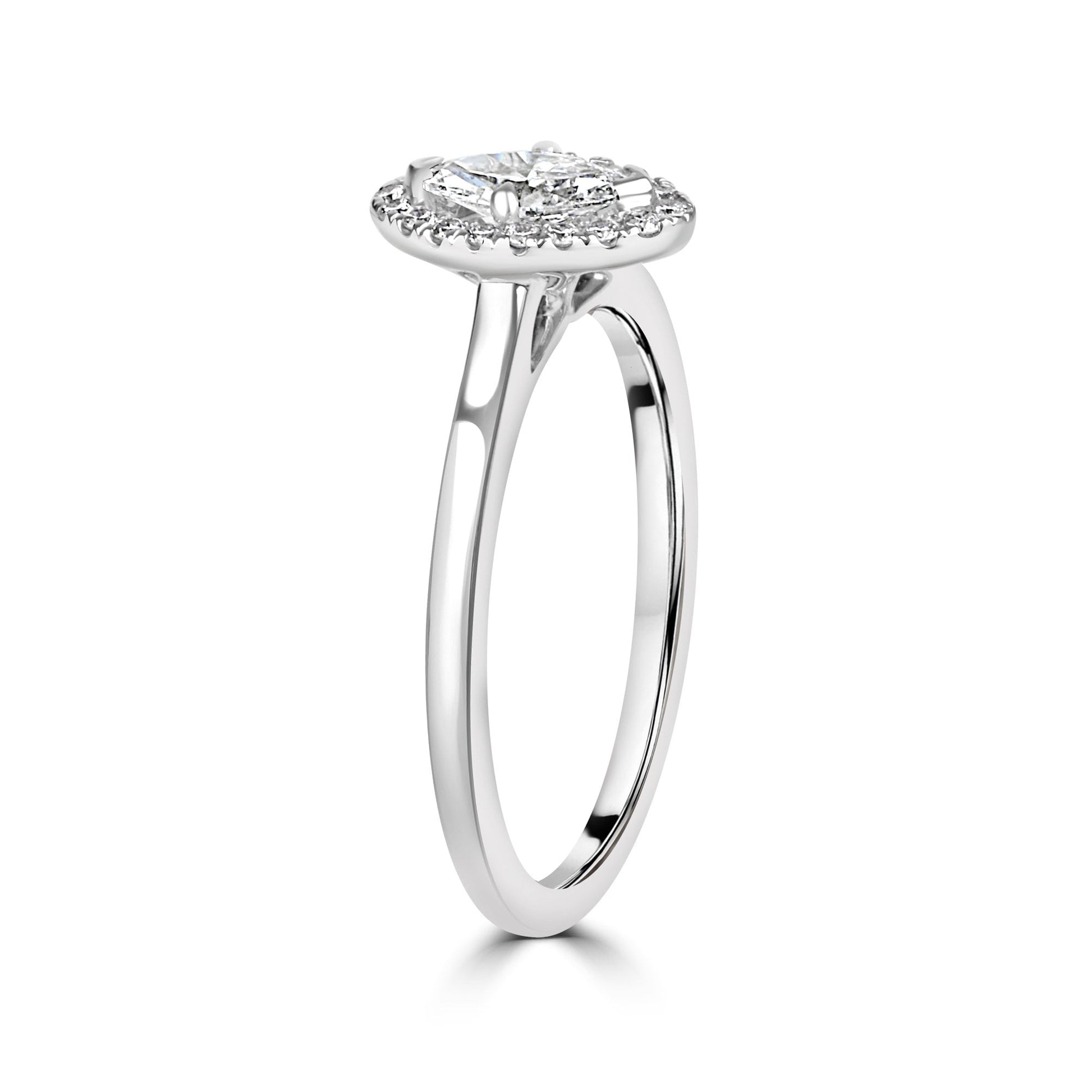 Platinum 0.31ct Marquise Cut Diamond Halo Cluster Ring