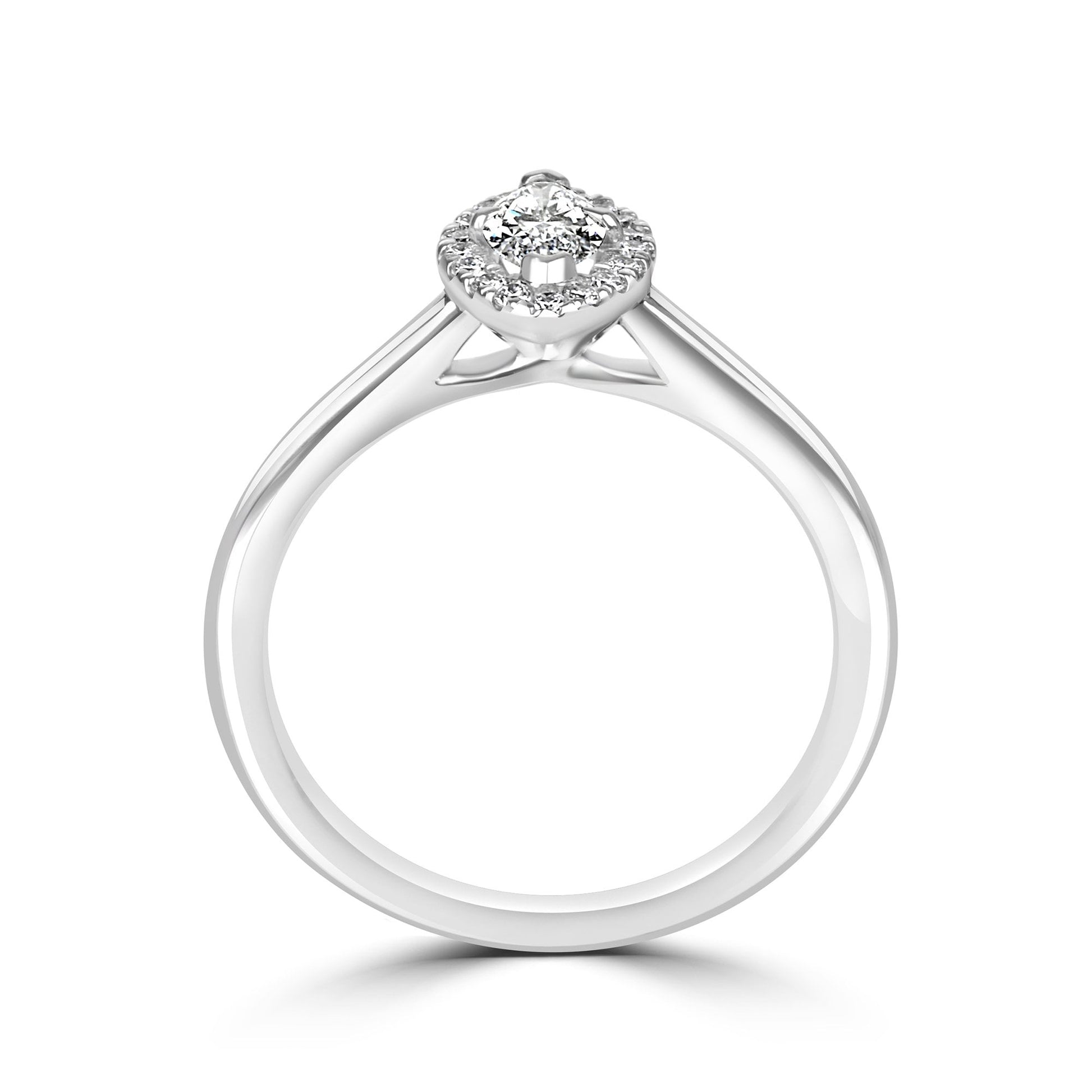 Platinum 0.31ct Marquise Cut Diamond Halo Cluster Ring
