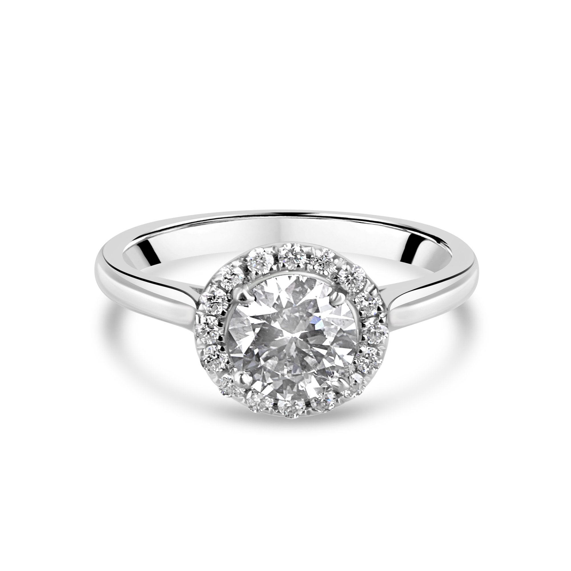 Platinum 1ct Round Brilliant Cut Lab Grown Diamond Halo Engagement Ring