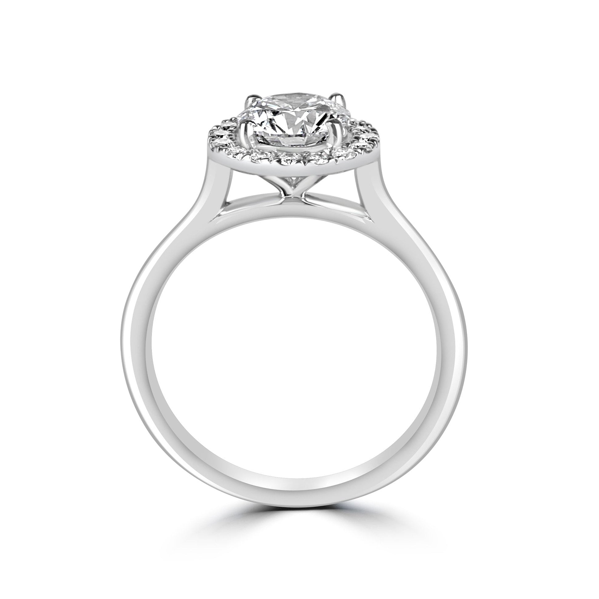 Platinum 1ct Round Brilliant Cut Lab Grown Diamond Halo Engagement Ring