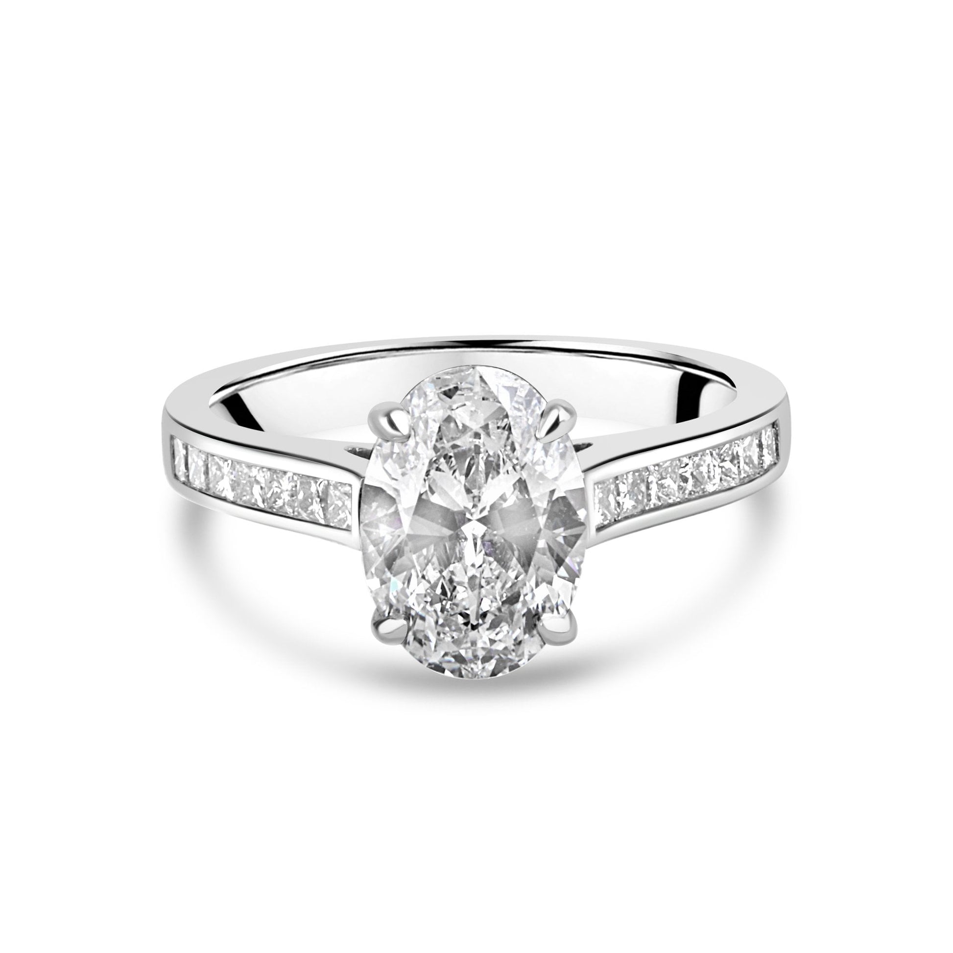 Platinum 1.50ct Oval IF Clarity Diamond With Diamond Set Band and GIA Certificate Pre-Owned Ring