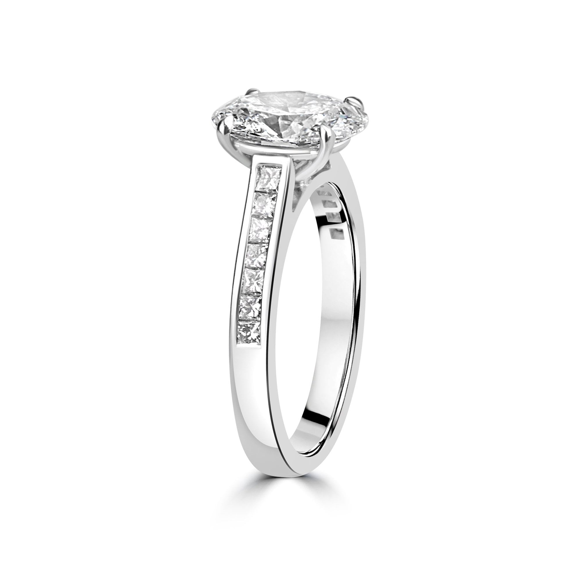 Platinum 1.50ct Oval IF Clarity Diamond With Diamond Set Band and GIA Certificate Pre-Owned Ring