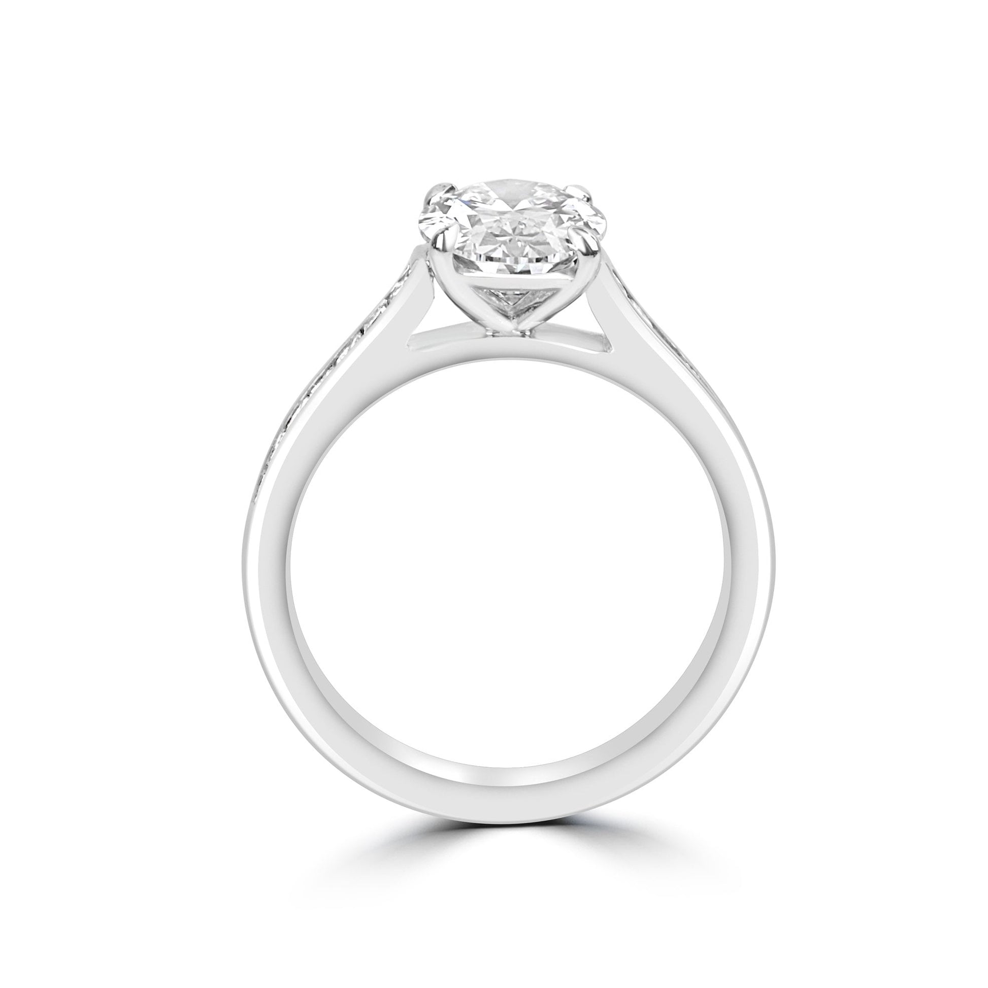 Platinum 1.50ct Oval IF Clarity Diamond With Diamond Set Band and GIA Certificate Pre-Owned Ring