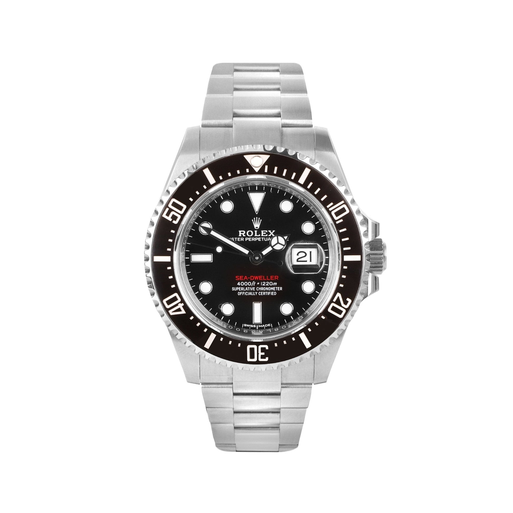 Rolex Sea Dweller Pre-owned Watch With Black Dial and Bezel
