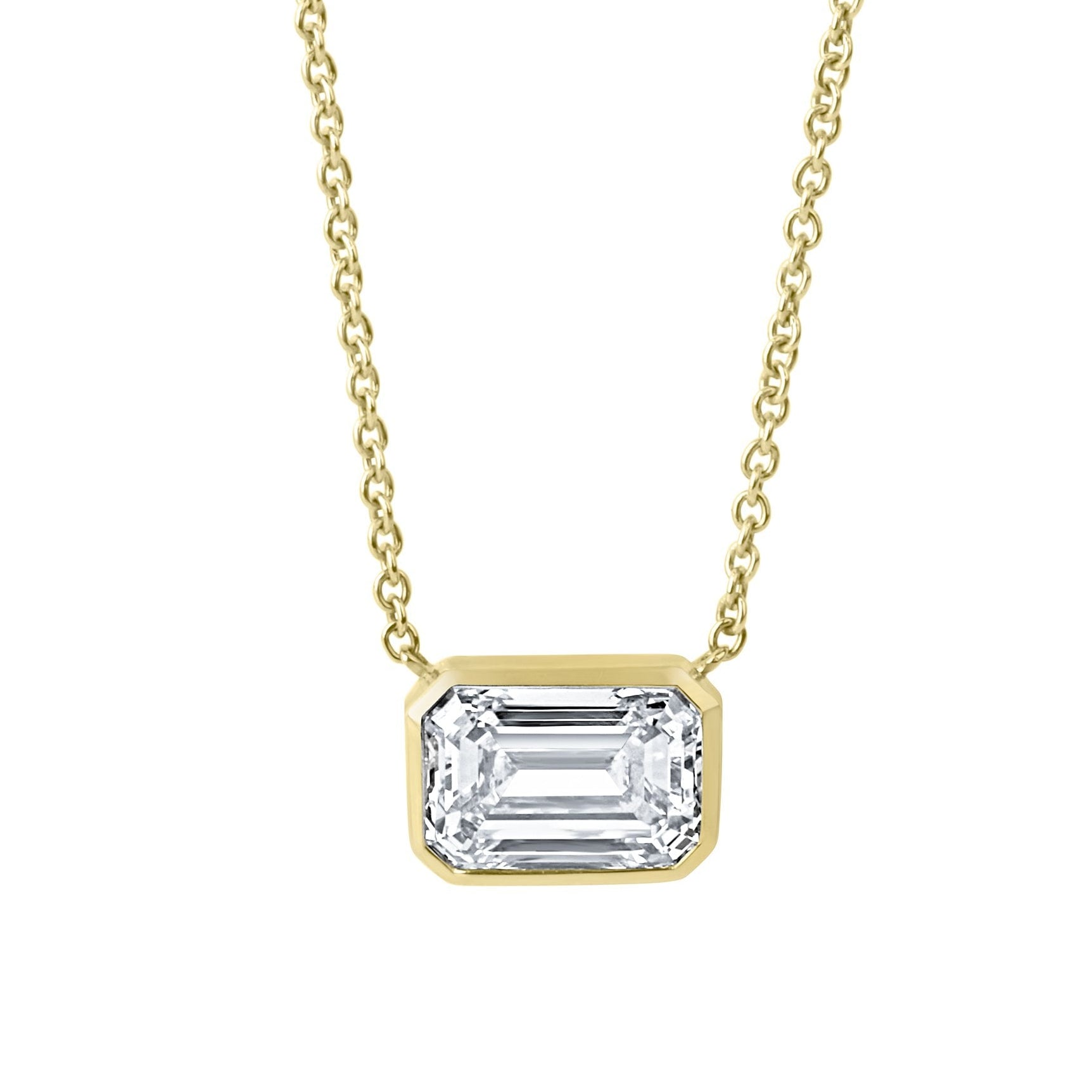 18ct Yellow Gold 1.91ct Emerald Cut Lab Grown Diamond 'Victoria' Necklace