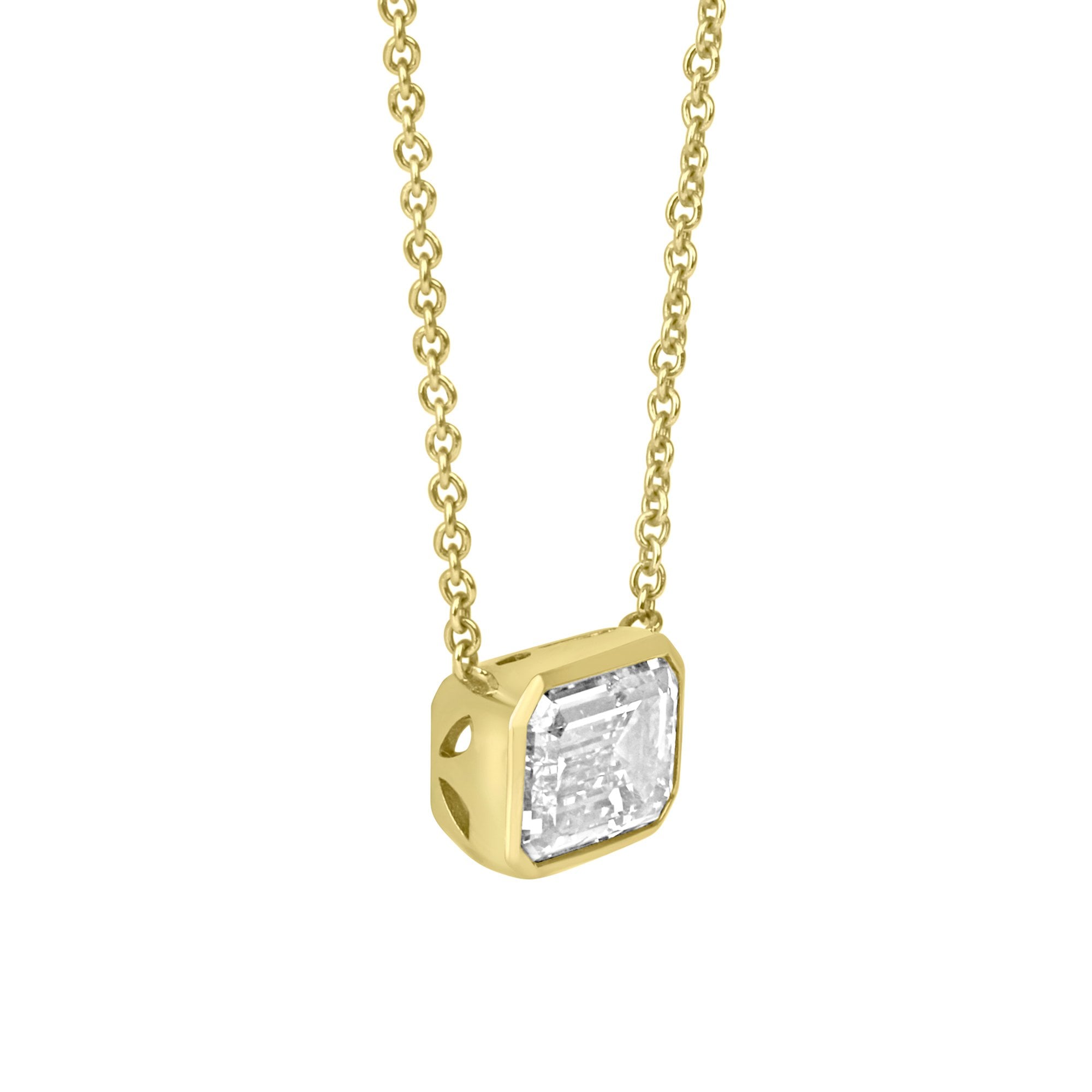 18ct Yellow Gold 1.91ct Emerald Cut Lab Grown Diamond 'Victoria' Necklace
