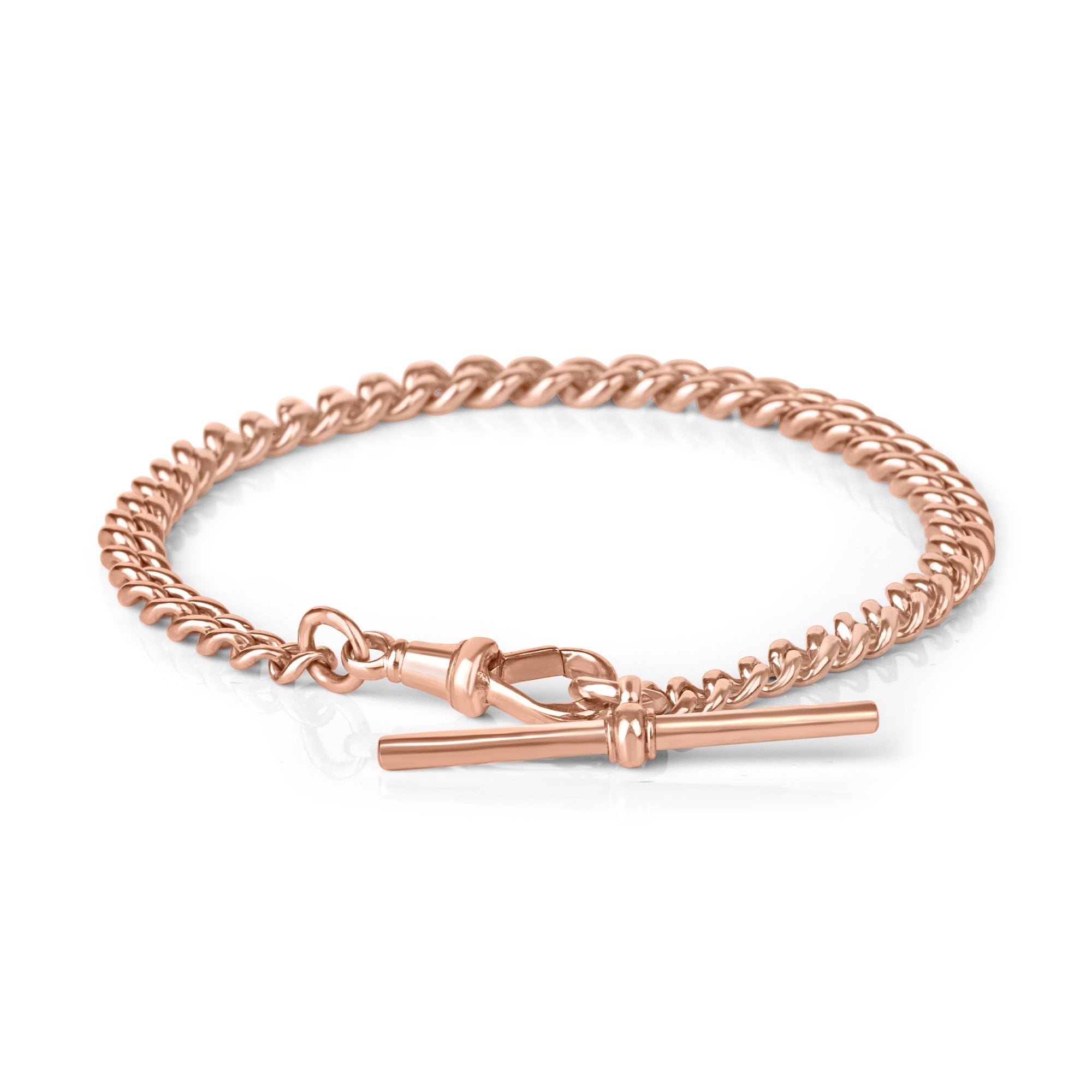 Curb Bracelet with T-Bar in 9ct Rose Gold