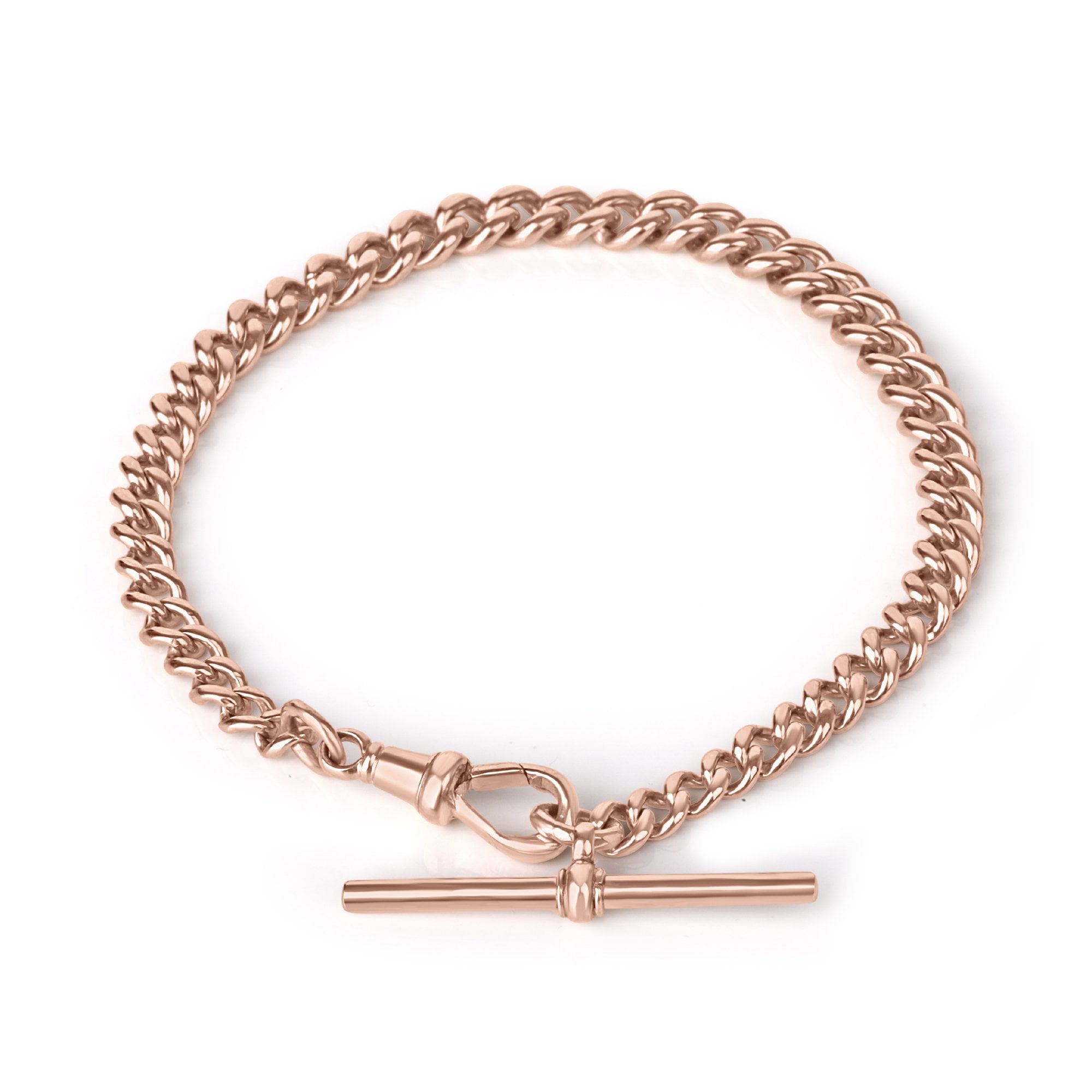 Curb Bracelet with T-Bar in 9ct Rose Gold