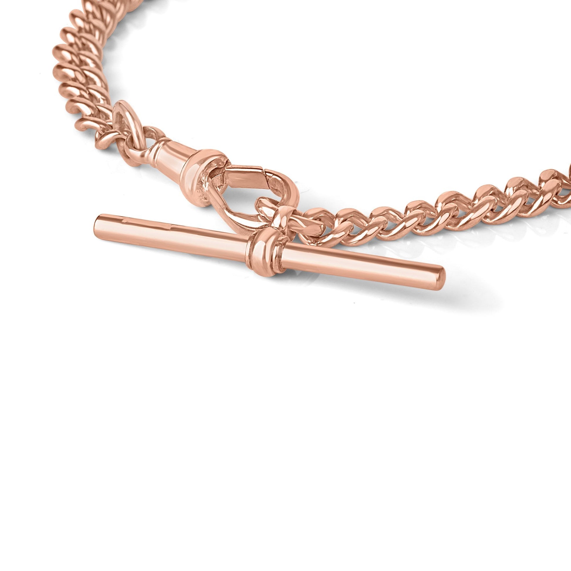 Curb Bracelet with T-Bar in 9ct Rose Gold