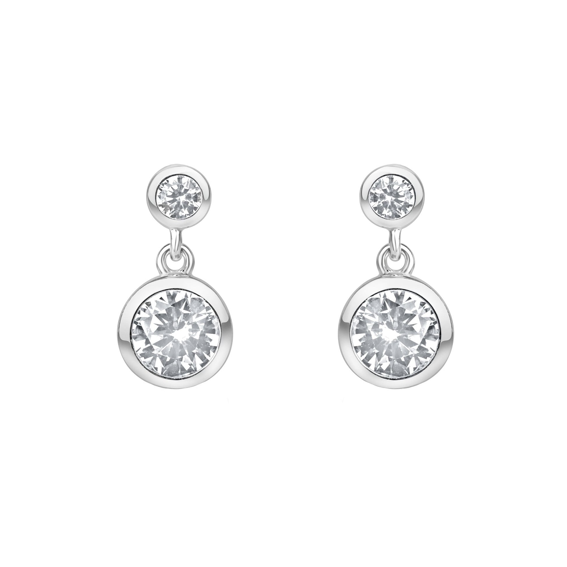 Beginnings Sterling Silver Drop Earrings with Rub over Cubic Zirconia
