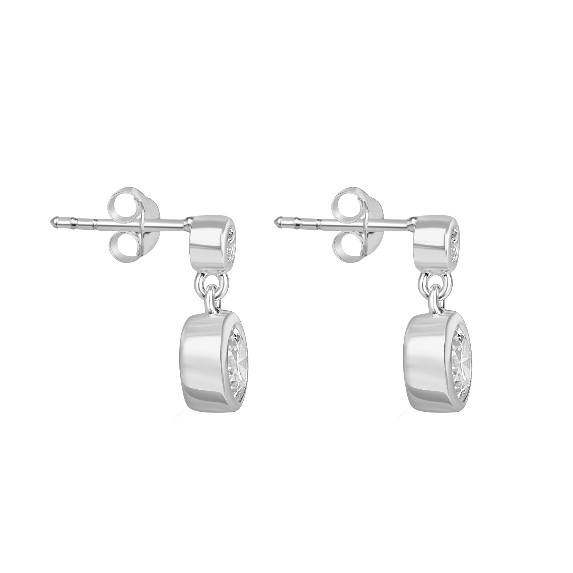 Beginnings Sterling Silver Drop Earrings with Rub over Cubic Zirconia