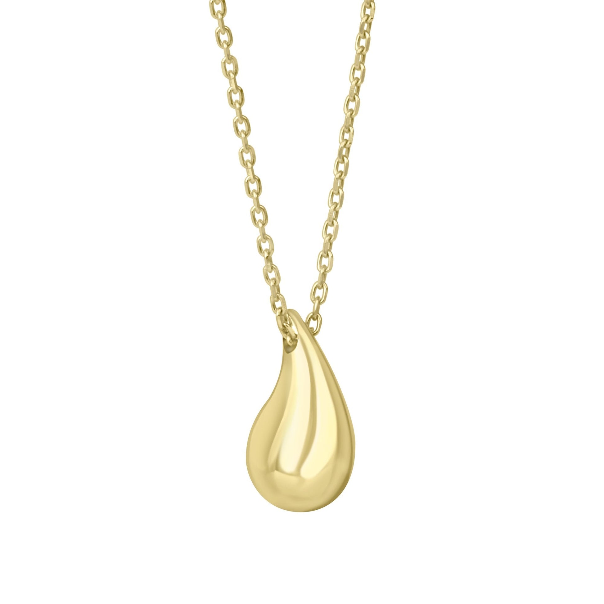 9ct Yellow Gold Teardrop Pendant on a Filed Trace Chain