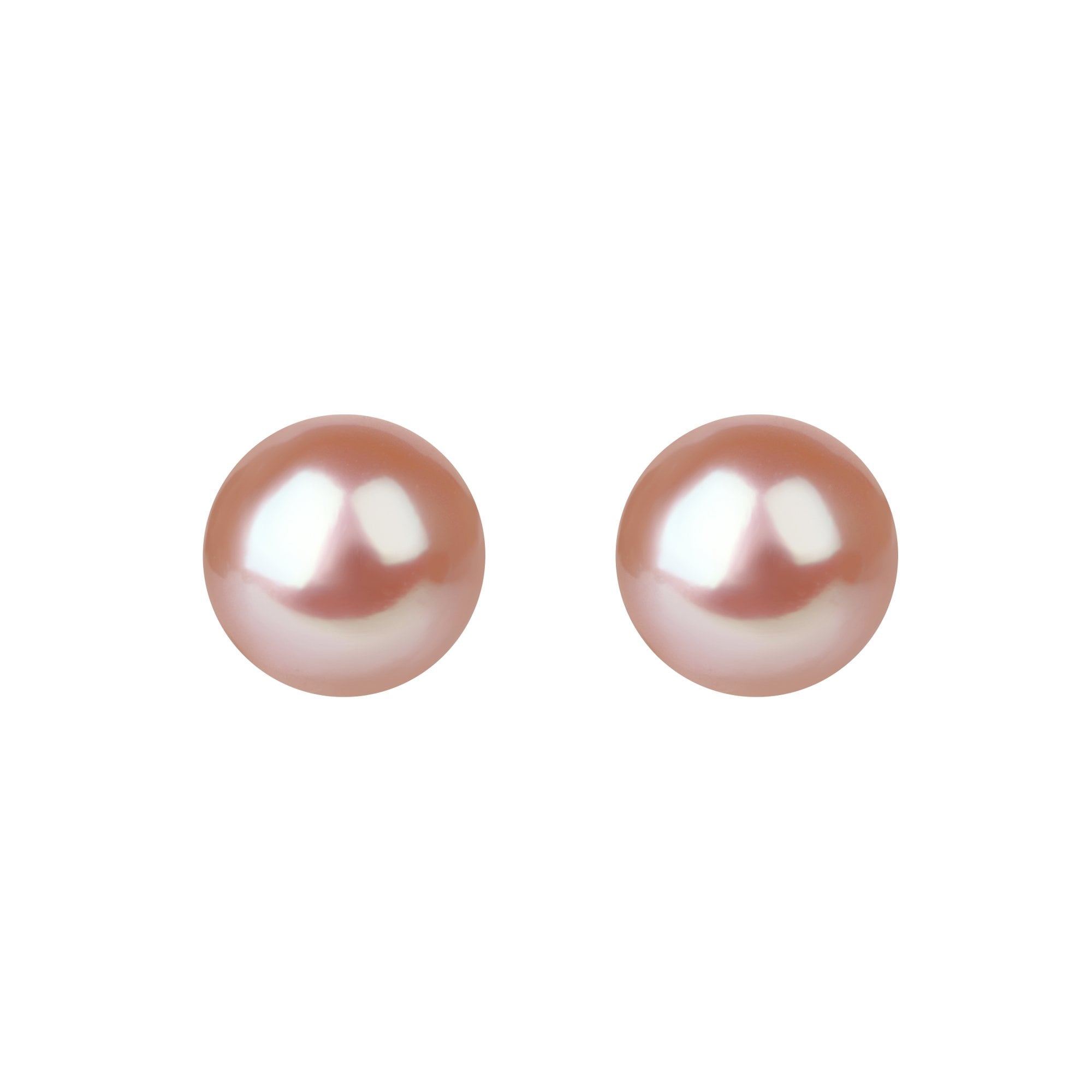 9ct Yellow Gold With Pink 6-6.5mm Cultured Fresh Water Pearl Stud Earrings