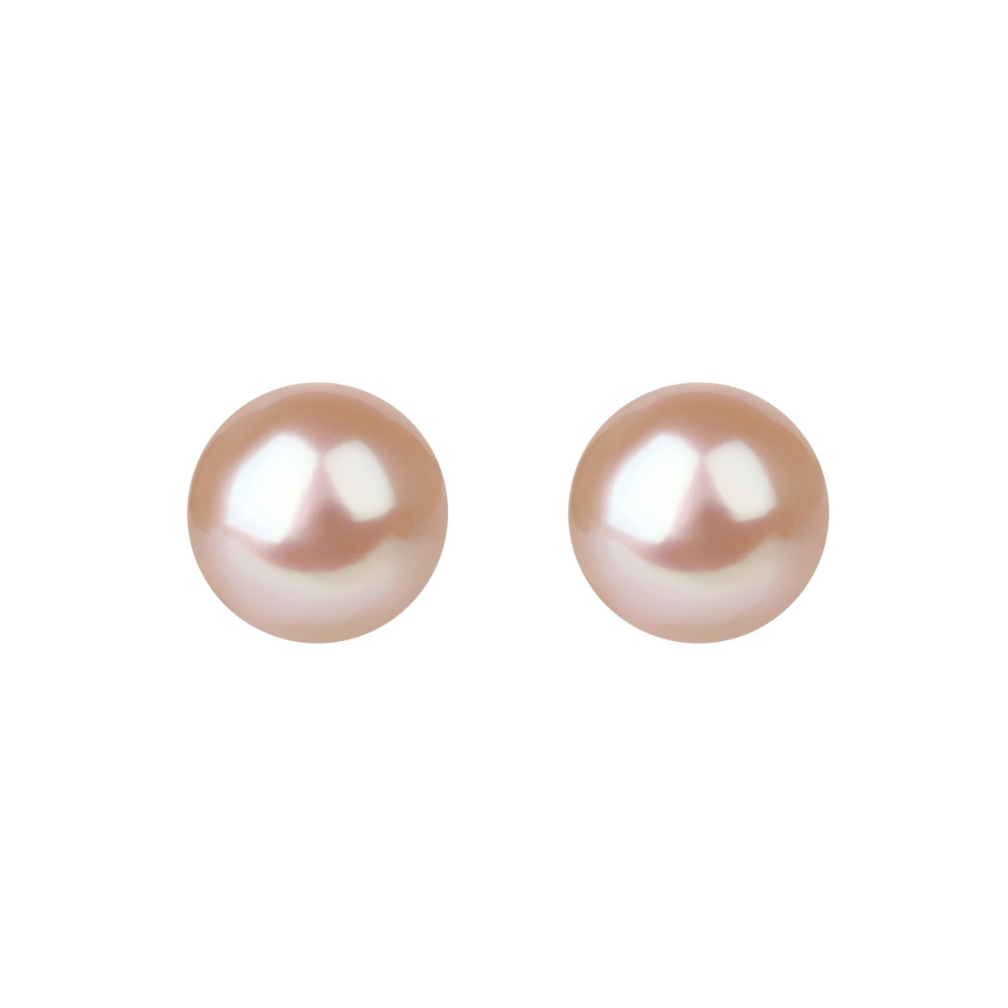 9ct Yellow Gold With Pink 6-6.5mm Cultured Fresh Water Pearl Stud Earrings
