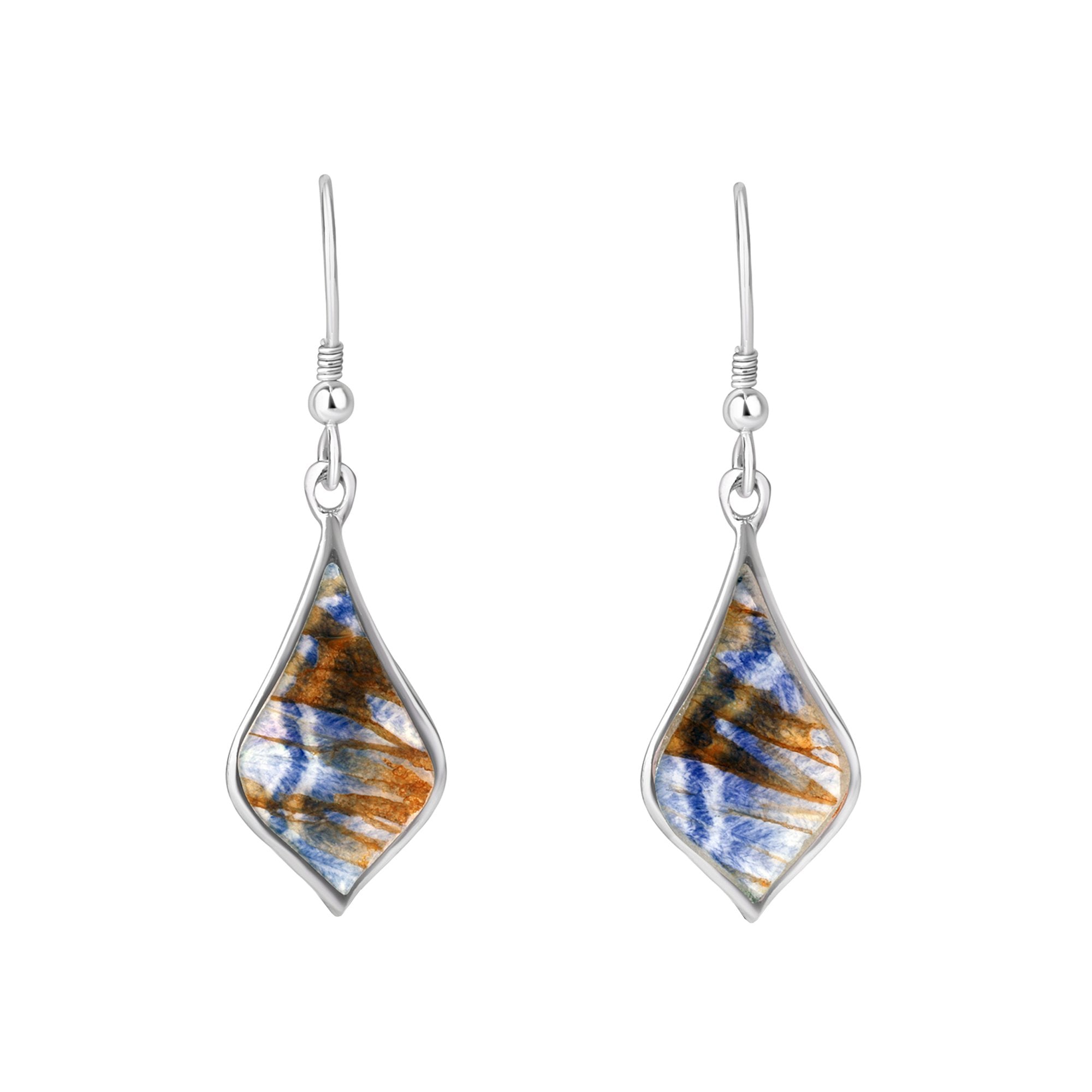 Blue John Silver Drop Earrings With Hook Fittings