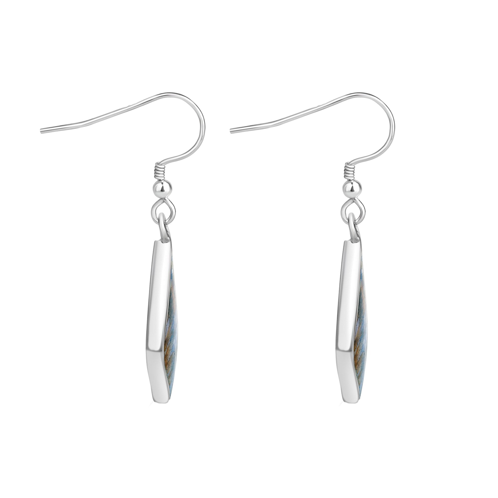 Blue John Silver Drop Earrings With Hook Fittings