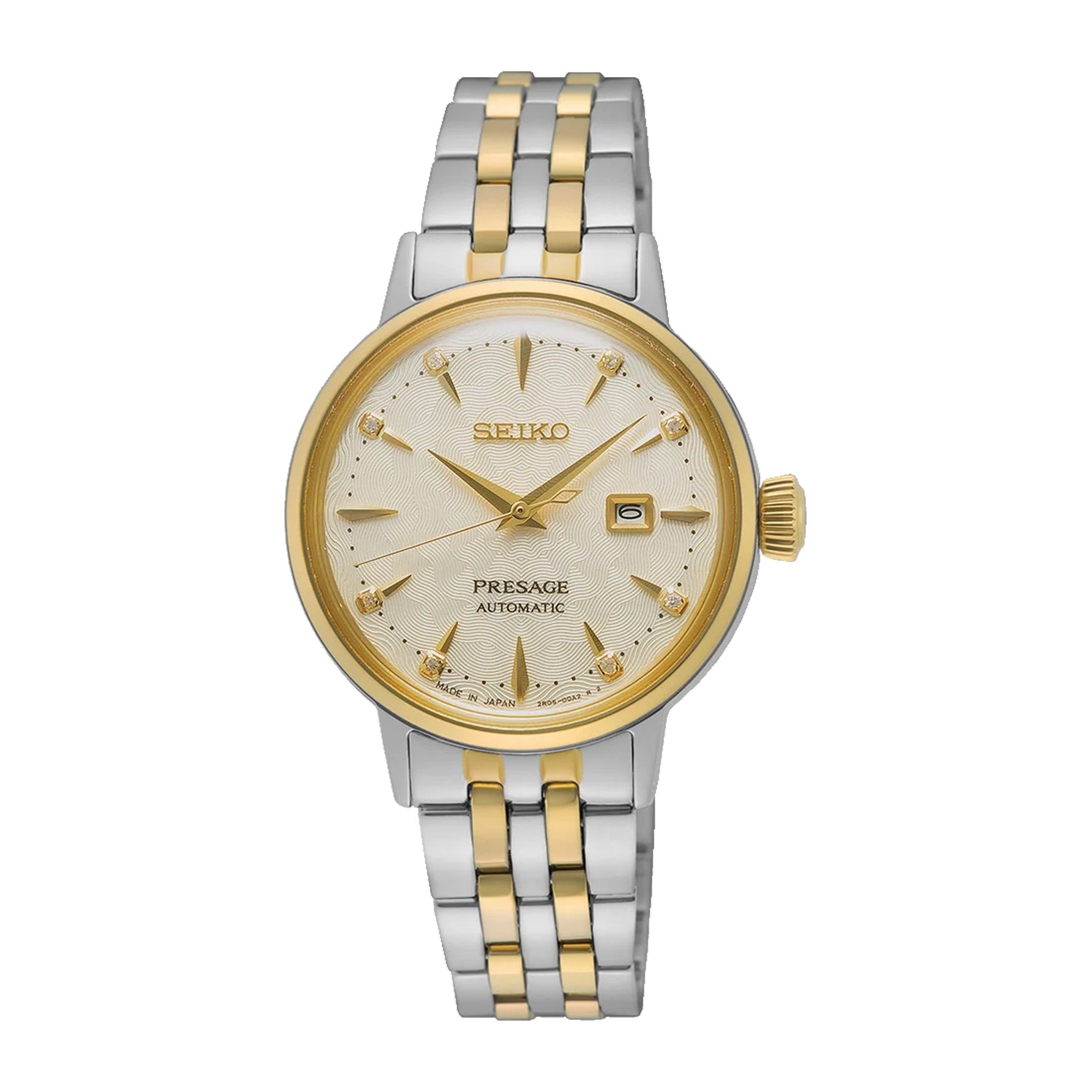 Women's Seiko Presage Cocktail Time 'White Lady' Diamond Twist Automatic Watch