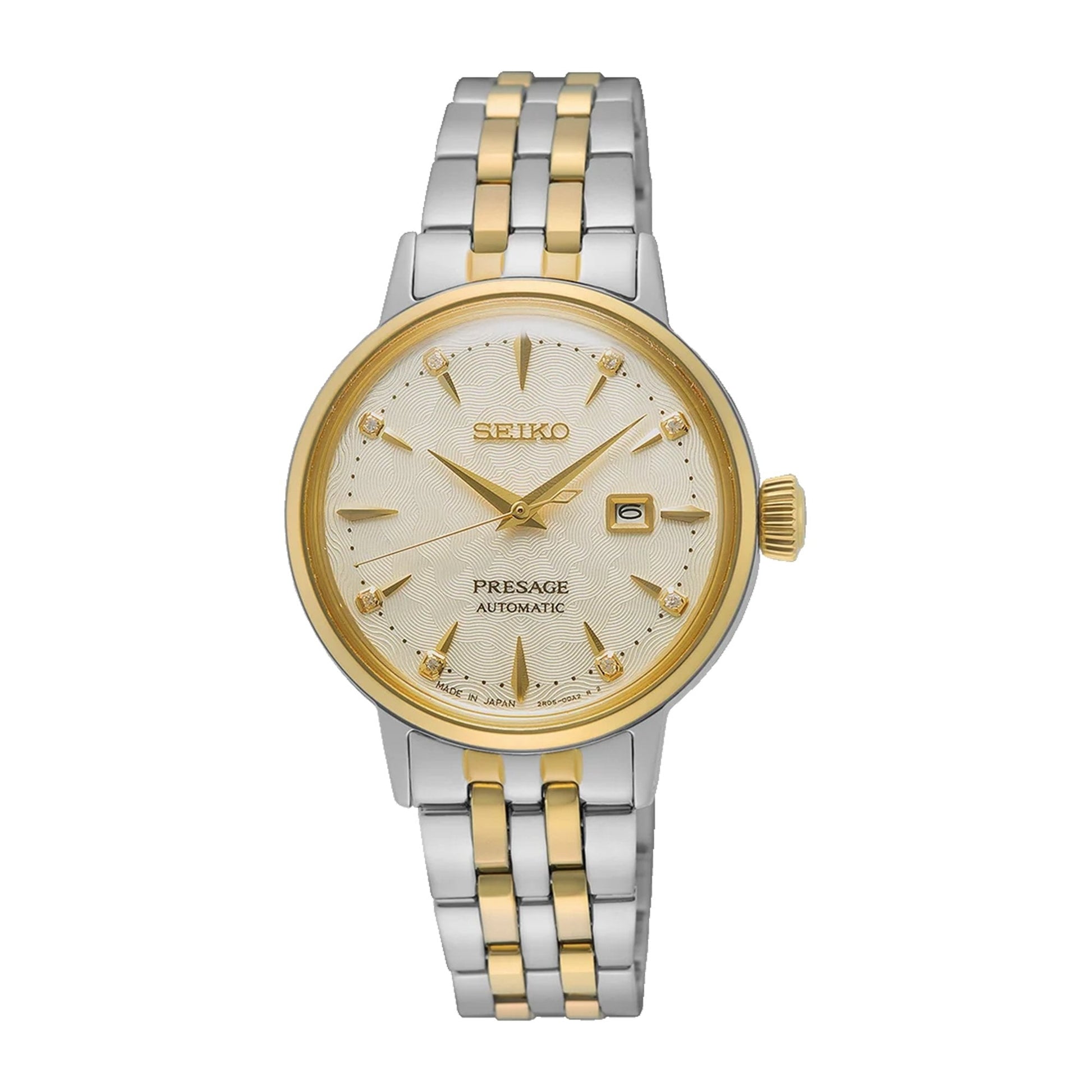 Women's Seiko Presage Cocktail Time 'White Lady' Diamond Twist Automatic Watch